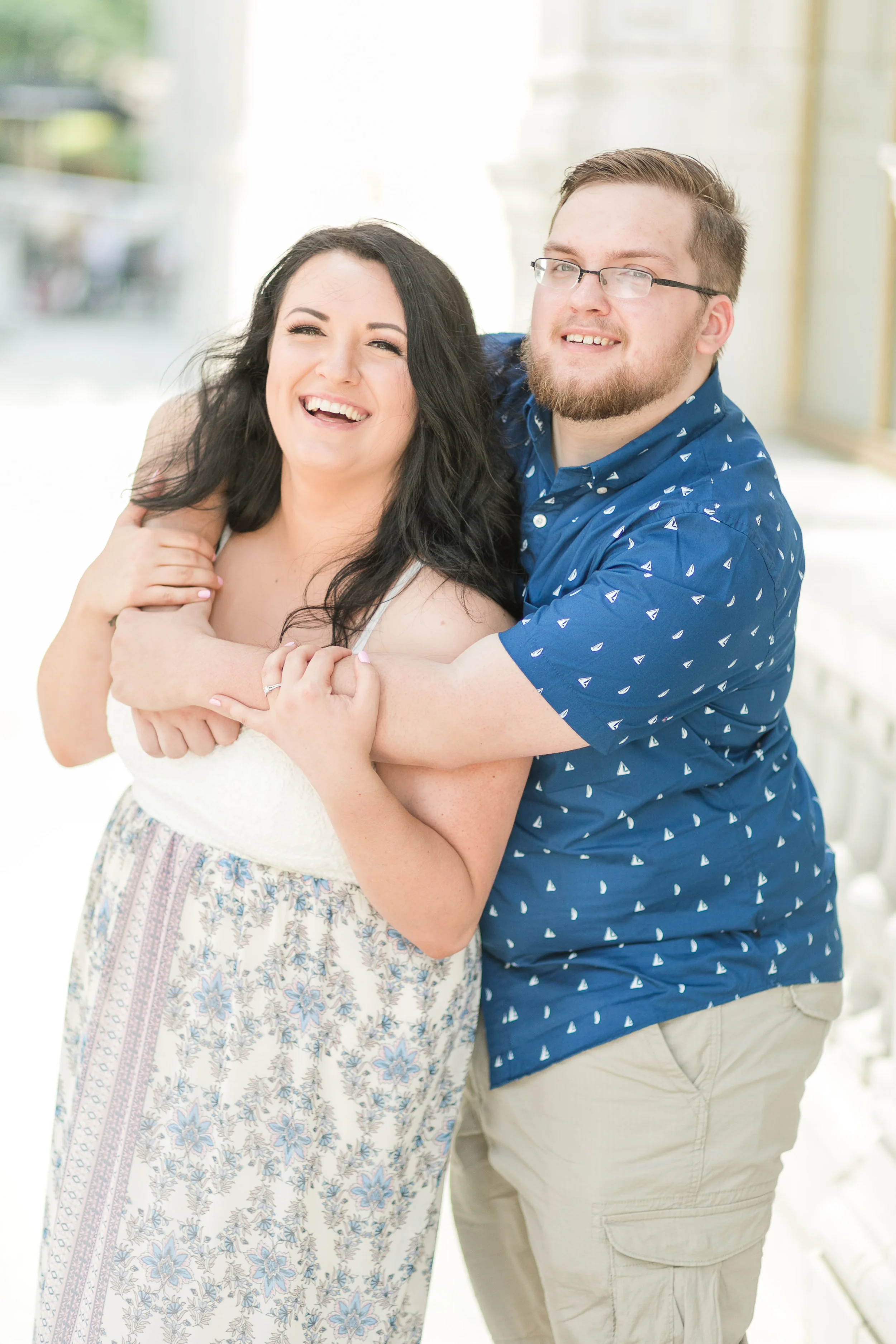 Summer downtown Chicago engagement session captured by Megan Goggins Photography. Find more inspiration at CHItheeWED.com!