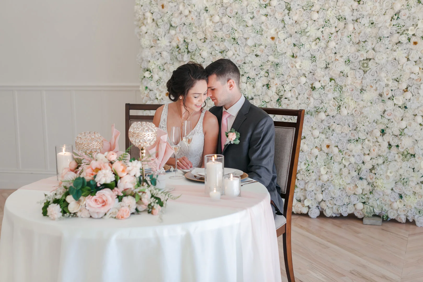 Rose and gold modern wedding styled shoot captured by Janet D Photography. See more wedding color ideas at CHItheeWED.com