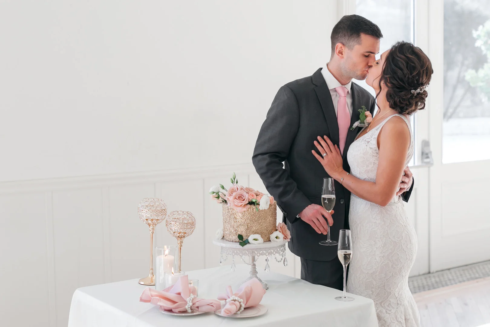 Rose and gold modern wedding styled shoot captured by Janet D Photography. See more wedding color ideas at CHItheeWED.com