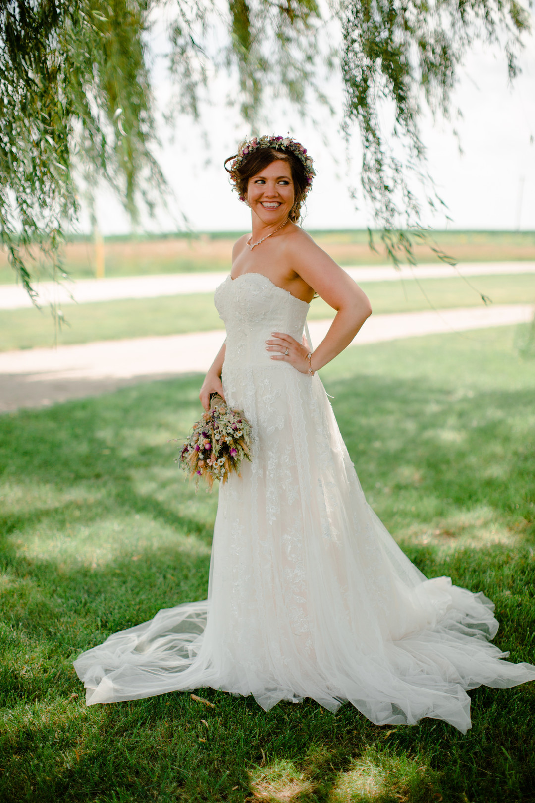 Bridal portrait: Rustic country wedding in Minooka, IL captured by Katie Brsan Photography. Visit CHItheeWED.com for more wedding inspiration!
