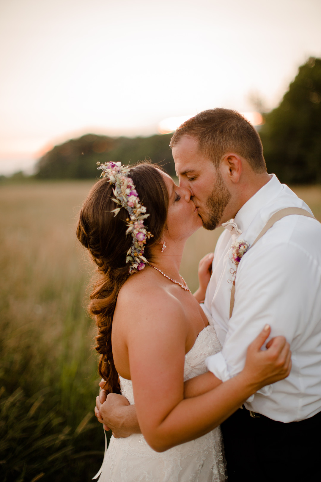Golden hour wedding photos: Rustic country wedding in Minooka, IL captured by Katie Brsan Photography. Visit CHItheeWED.com for more wedding inspiration!