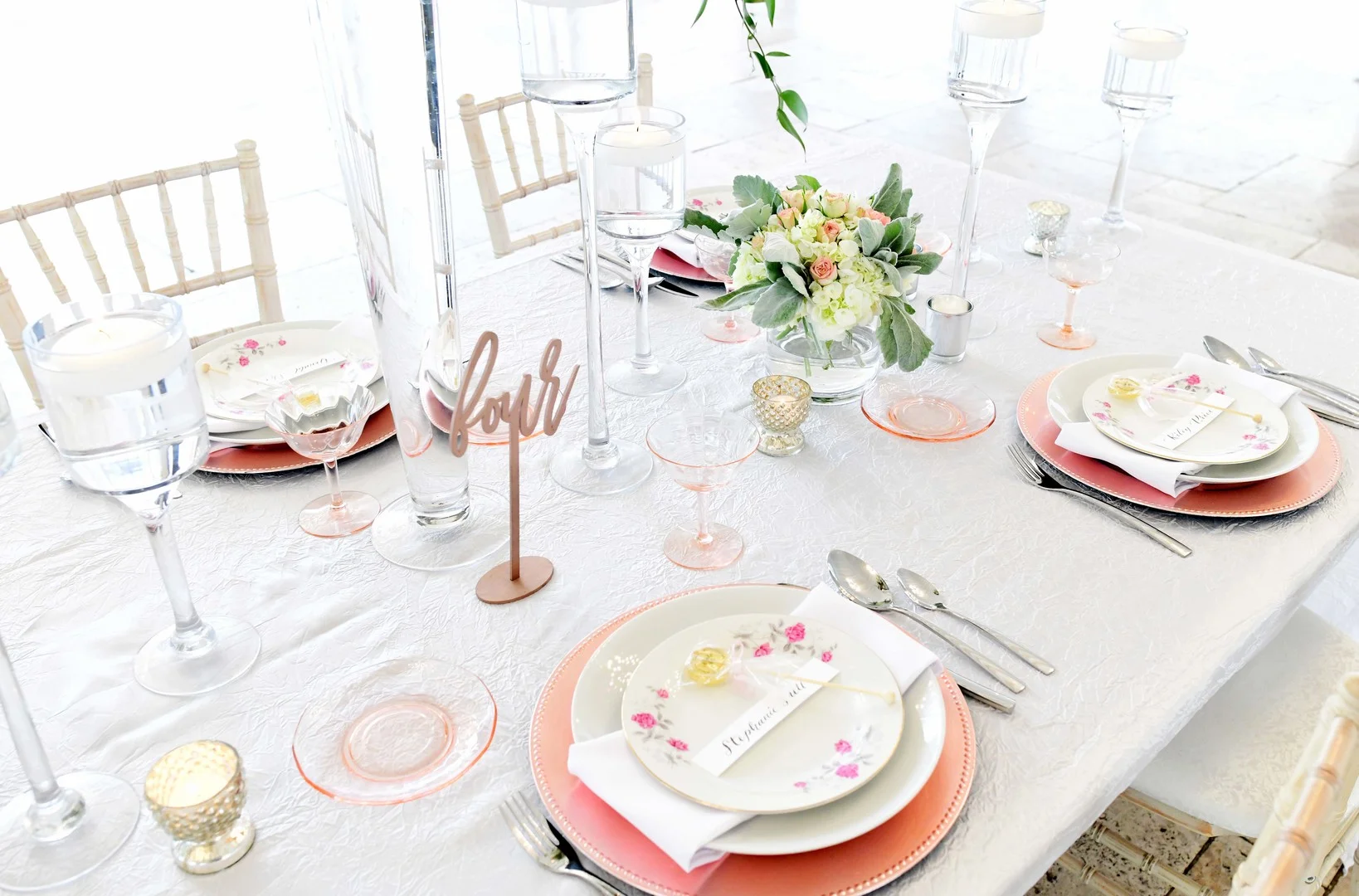 Wedding tablescape: Romantic ivory and rose gold wedding inspiration captured by Lori Sapio. See more elegant wedding ideas at CHItheeWED.com!