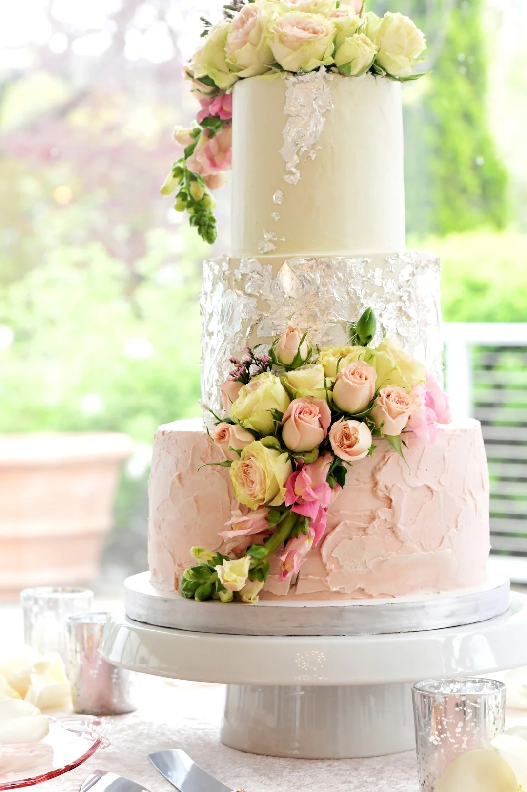 Modern wedding cake design: Romantic ivory and rose gold wedding inspiration captured by Lori Sapio. See more elegant wedding ideas at CHItheeWED.com!