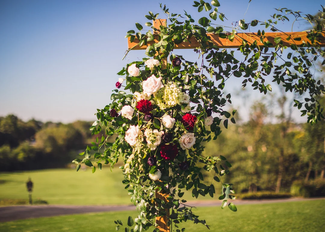 Wedding ceremony backdrop: Elegant country club wedding captured by Henington Photography. See more elegant wedding ideas at CHItheeWED.com!