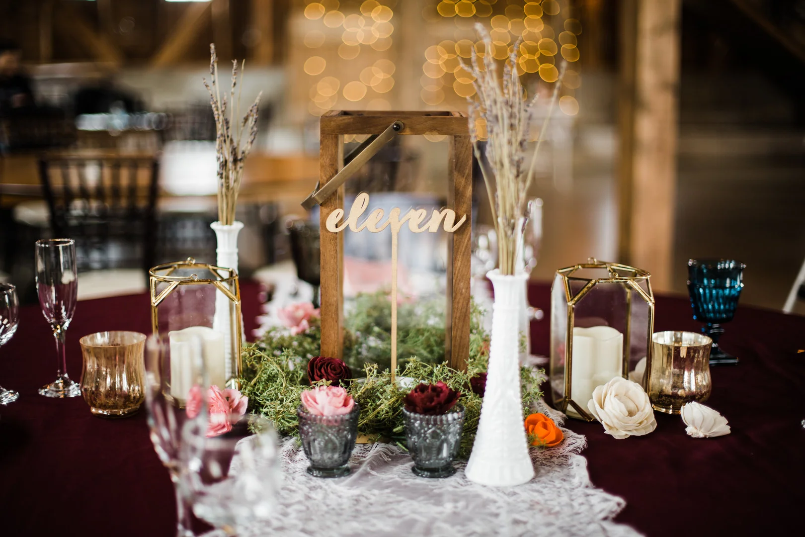 Wedding table number: Rustic barn wedding inspiration captured by Grace Rios Photography. See more fall wedding ideas at CHItheeWED.com!
