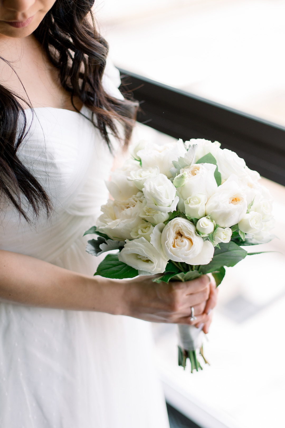 White wedding bouquet: Spring wedding inspiration captured by Nicole Morisco Photography. Find more spring wedding ideas at CHItheeWED.com!