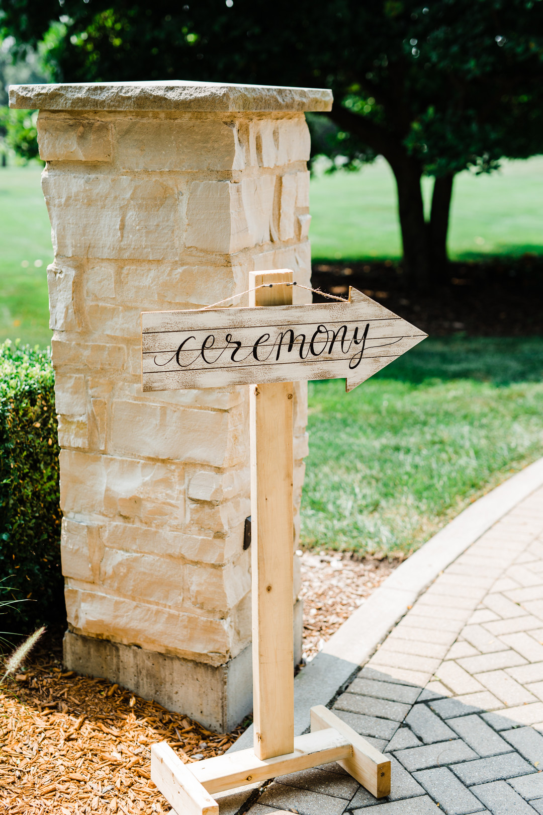 Wedding ceremony sign: Danada House Summer Wedding captured by Agnes Rasek Photography. See more summer wedding ideas at CHItheeWED.com!
