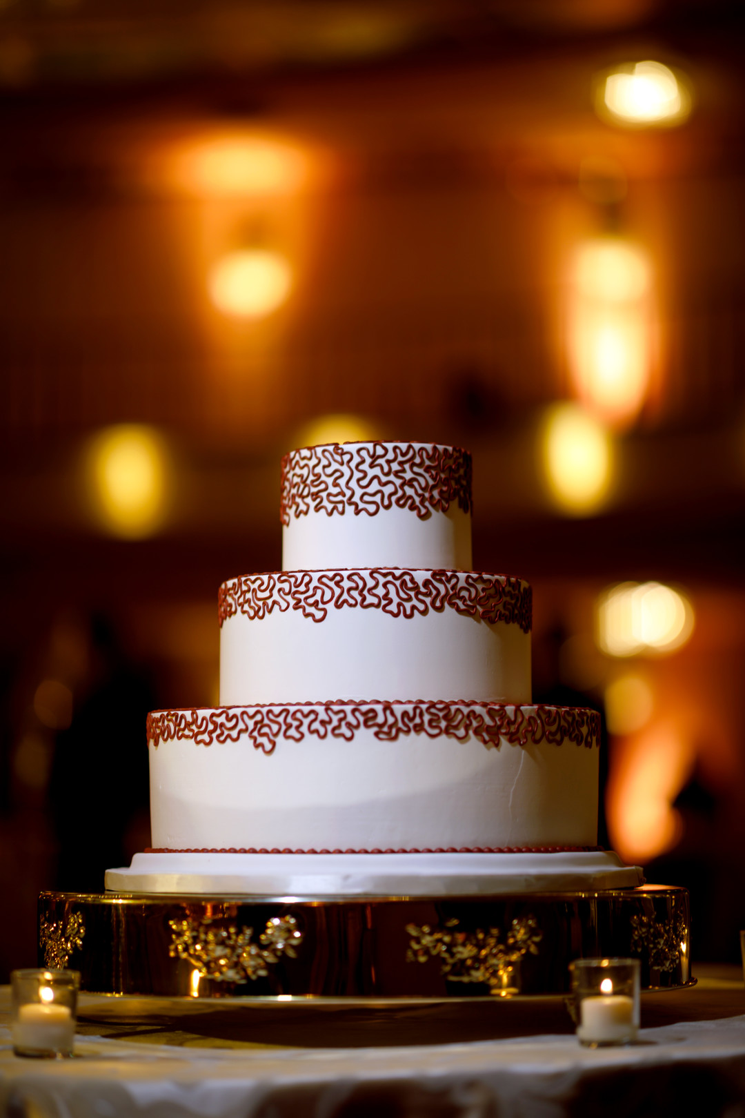 Wedding cake design: Sophisticated InterContinental Chicago Magnificent Mile Winter Wedding captured by Wasabi Photography. See more winter wedding ideas on CHItheeWED.com!