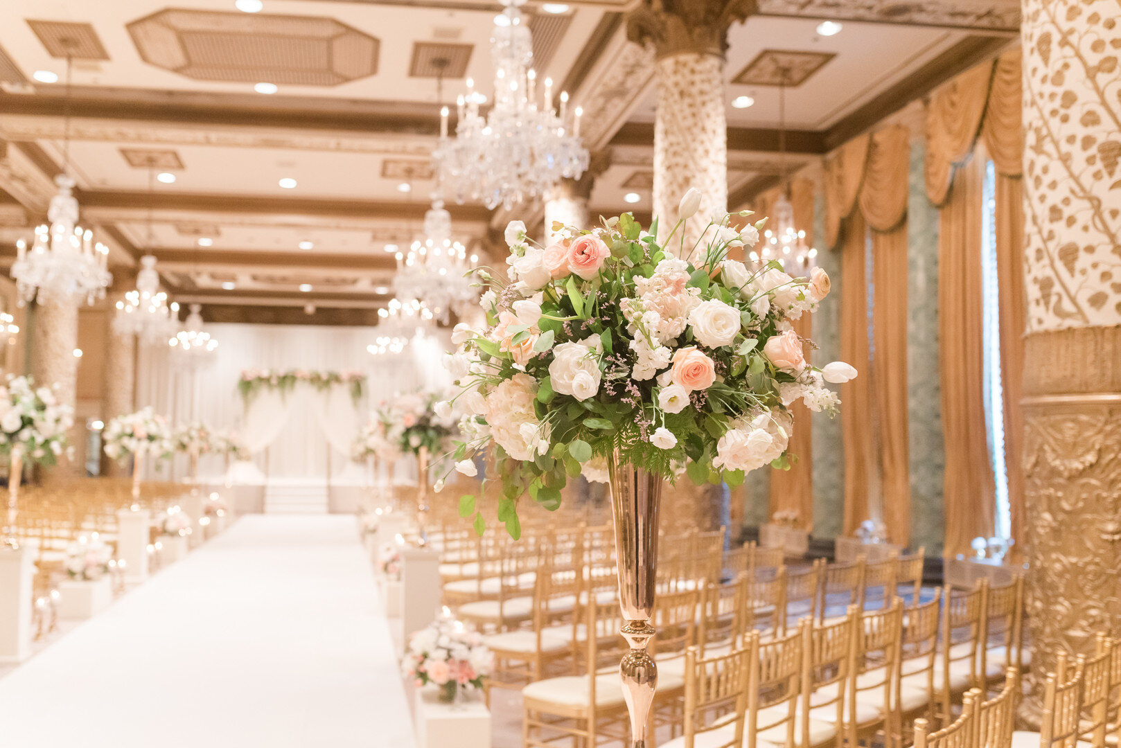 Classic and elegant ballroom wedding captured by Rakoteet Photography. See more ballroom wedding ideas at CHItheeWED.com!