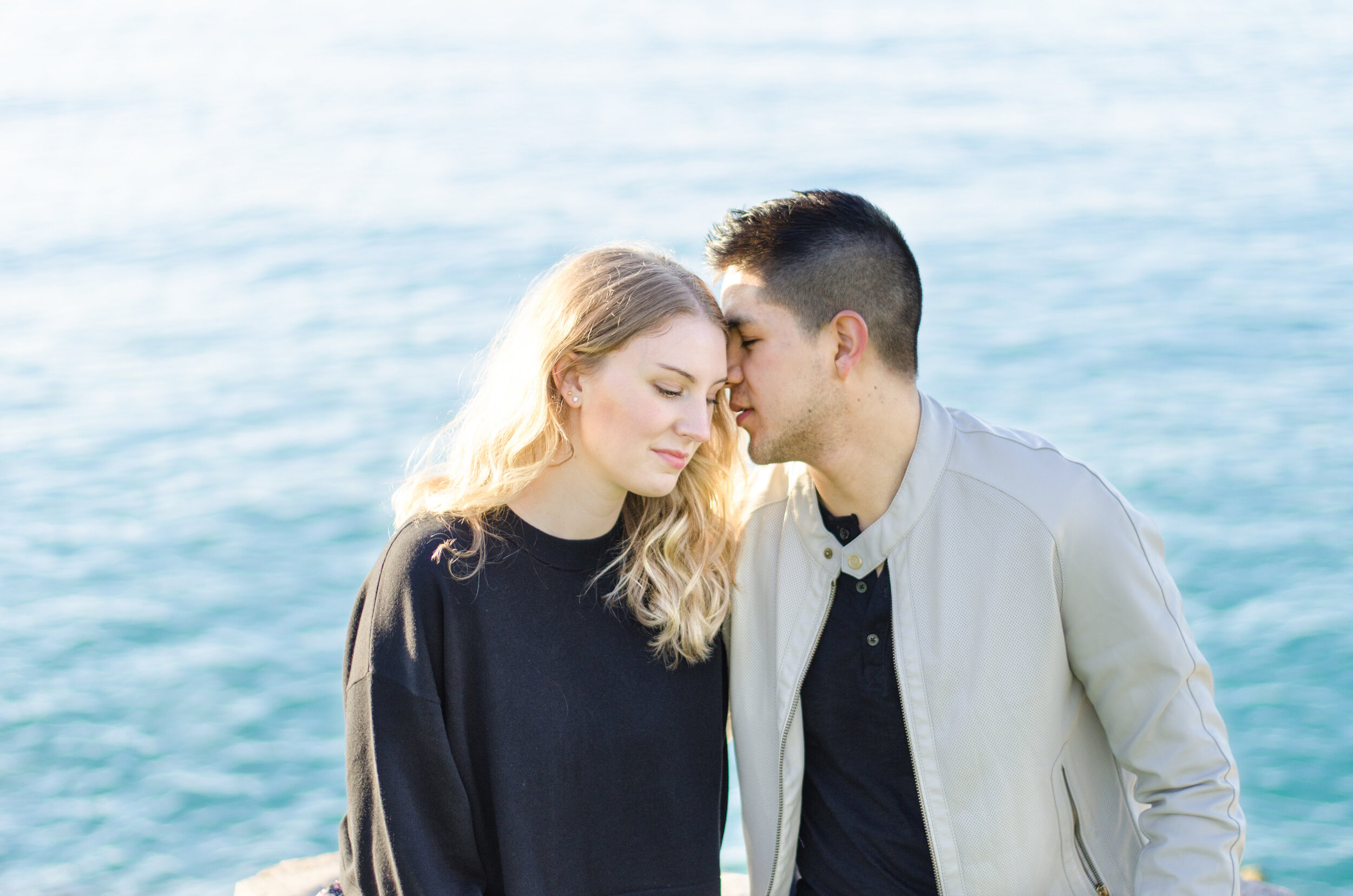 Spring Engagement on the Outskirts of Downtown Chicago captured by K. Marie Studios. See more engagement photo ideas on CHItheeWED.com! 