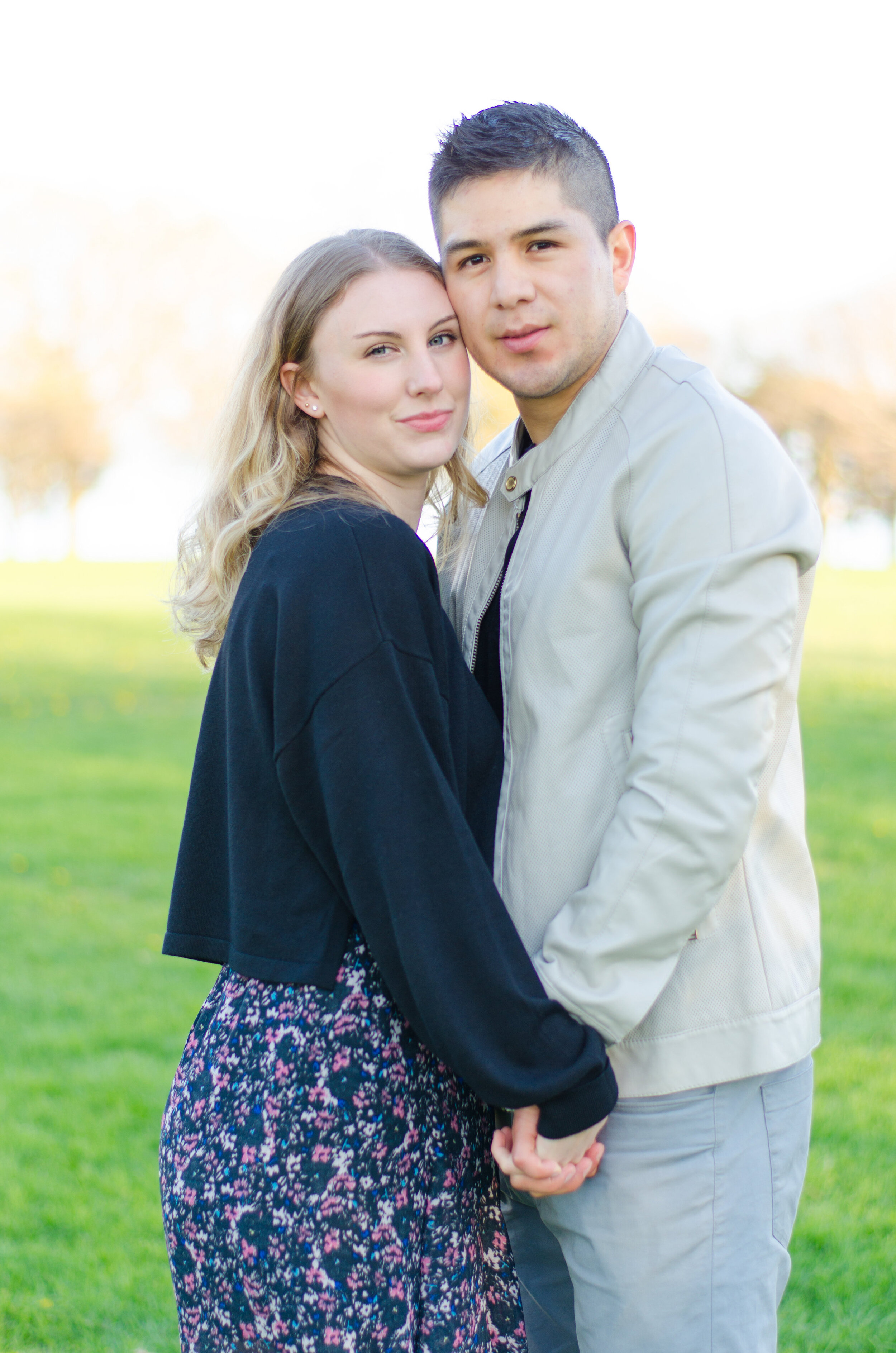 Spring Engagement on the Outskirts of Downtown Chicago captured by K. Marie Studios. See more engagement photo ideas on CHItheeWED.com! 