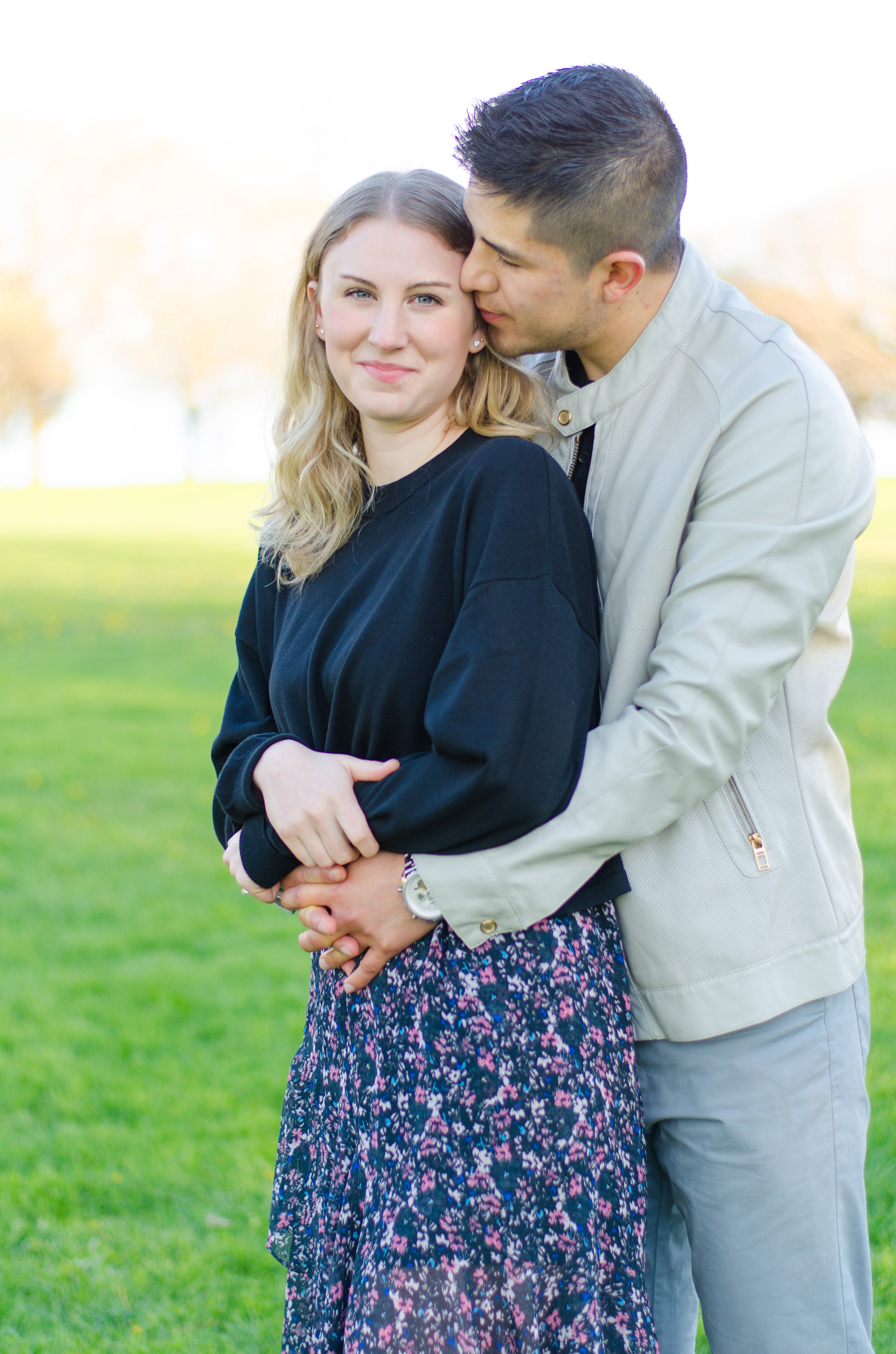 Spring Engagement on the Outskirts of Downtown Chicago captured by K. Marie Studios. See more engagement photo ideas on CHItheeWED.com! 