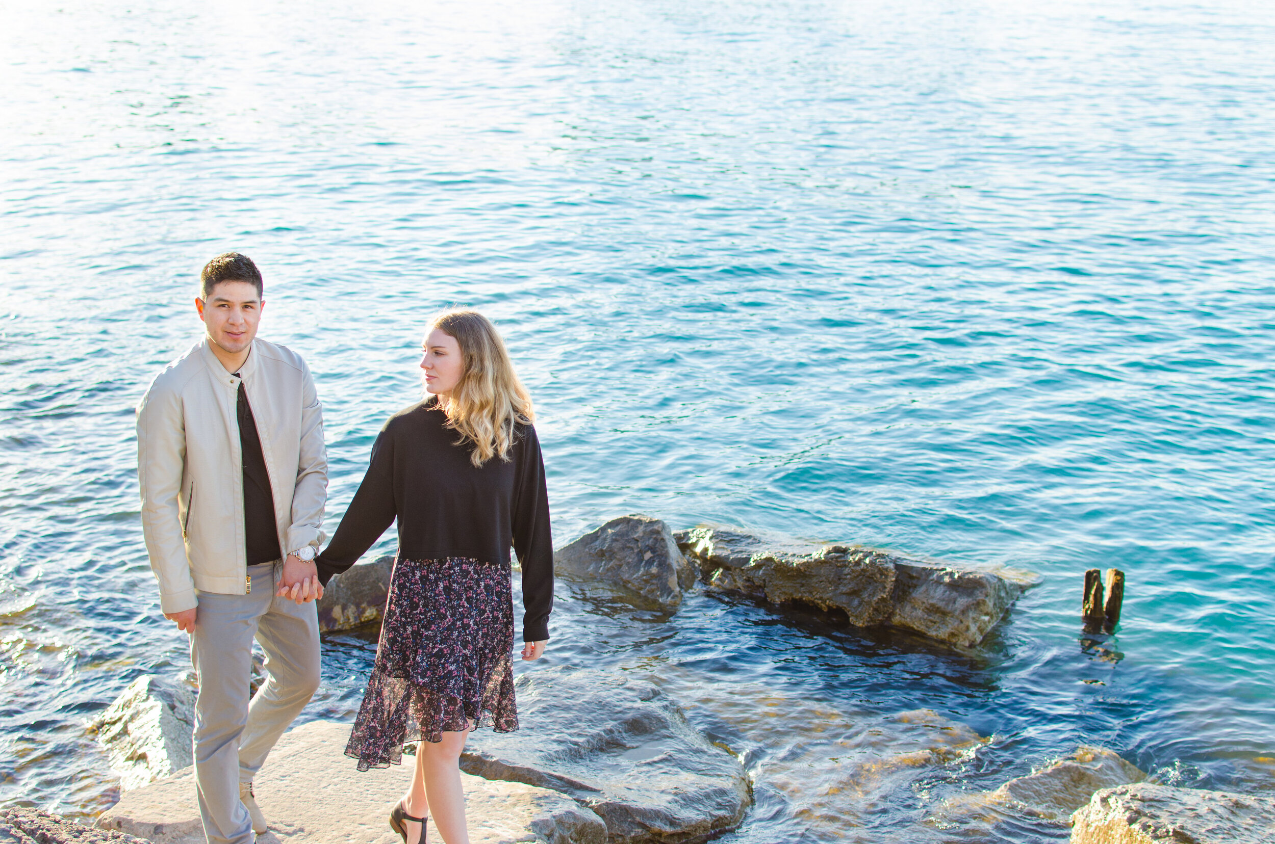 Spring Engagement on the Outskirts of Downtown Chicago captured by K. Marie Studios. See more engagement photo ideas on CHItheeWED.com! 