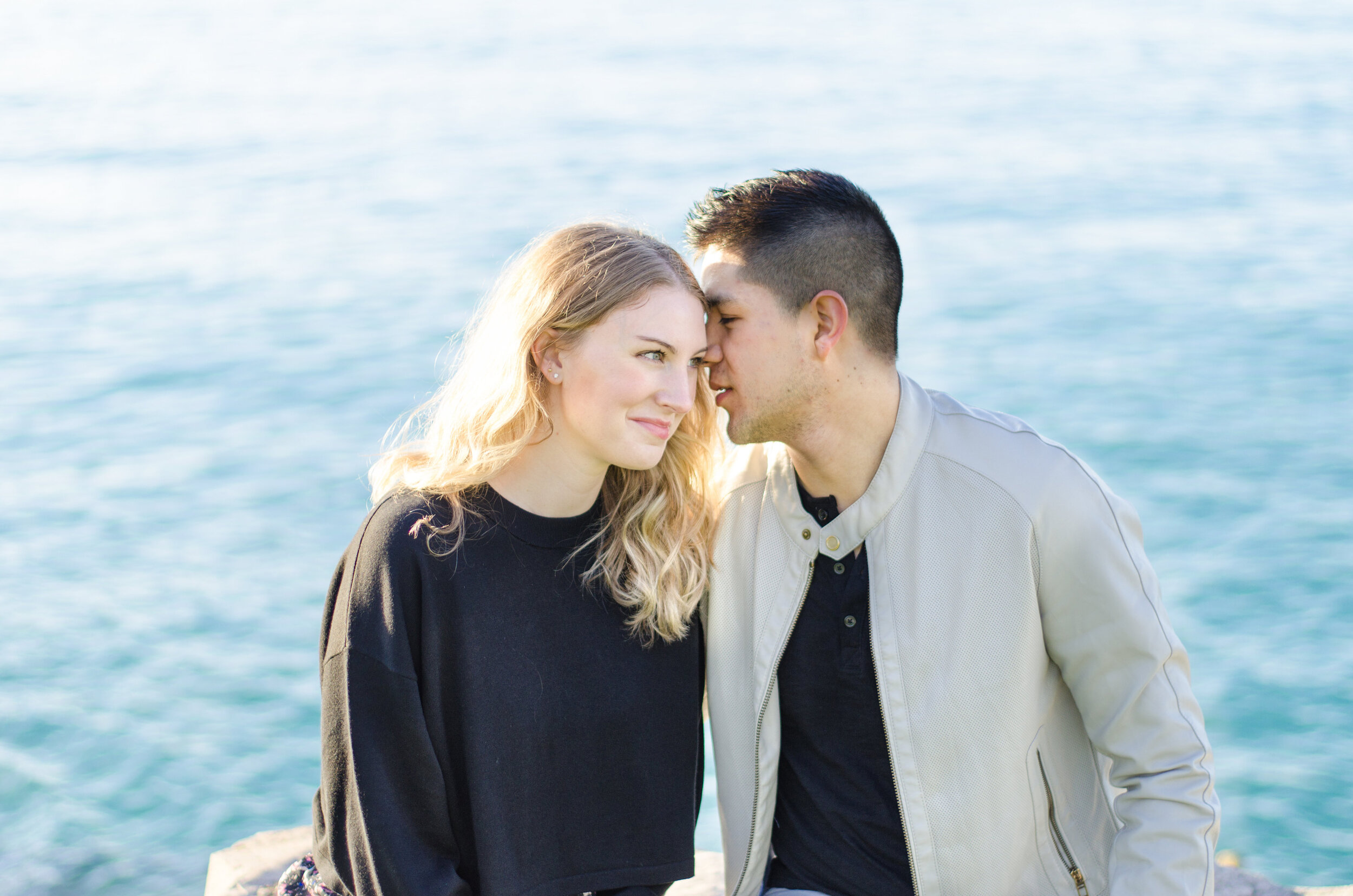 Spring Engagement on the Outskirts of Downtown Chicago captured by K. Marie Studios. See more engagement photo ideas on CHItheeWED.com! 