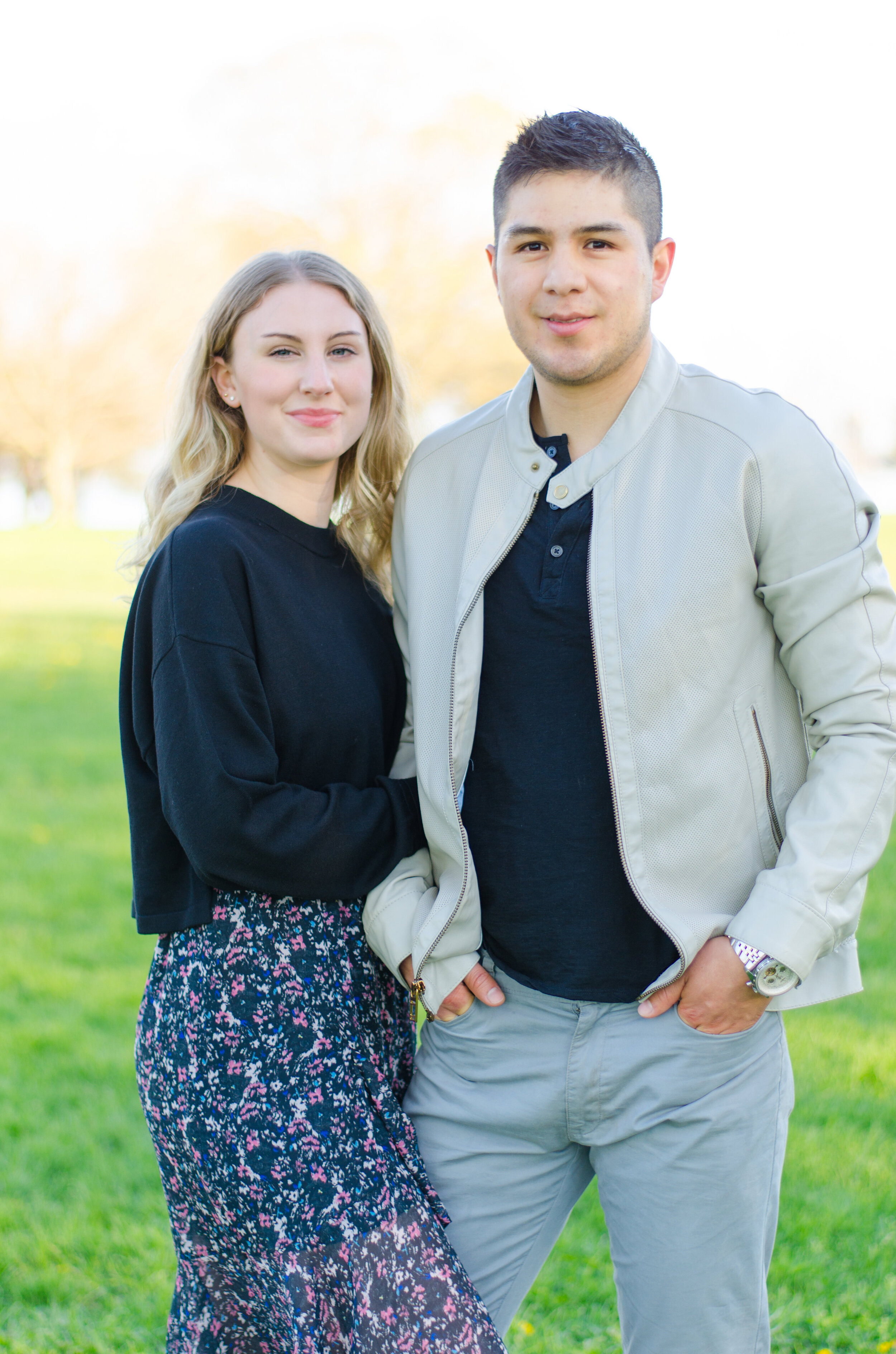 Spring Engagement on the Outskirts of Downtown Chicago captured by K. Marie Studios. See more engagement photo ideas on CHItheeWED.com! 