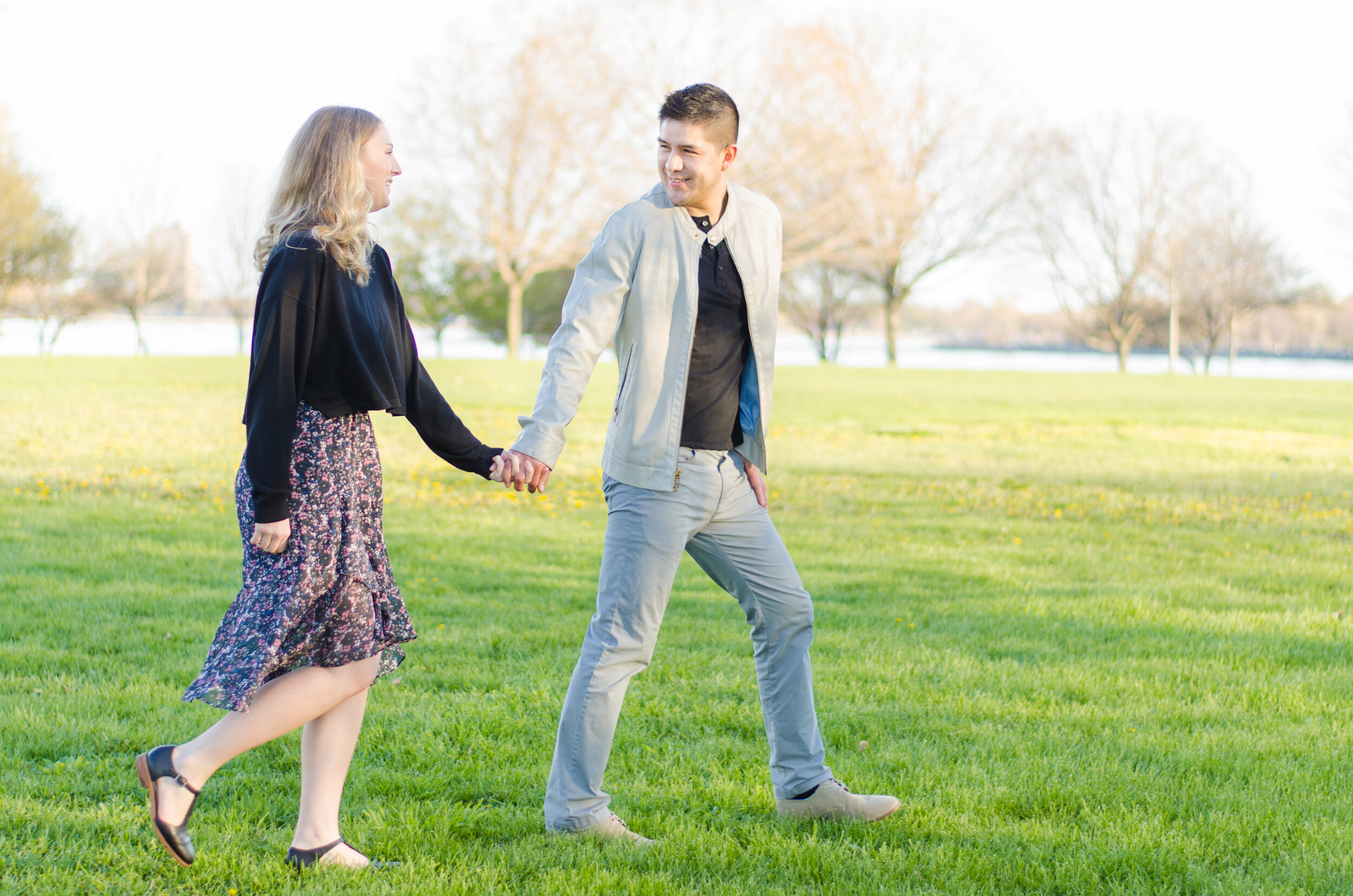 Spring Engagement on the Outskirts of Downtown Chicago captured by K. Marie Studios. See more engagement photo ideas on CHItheeWED.com! 