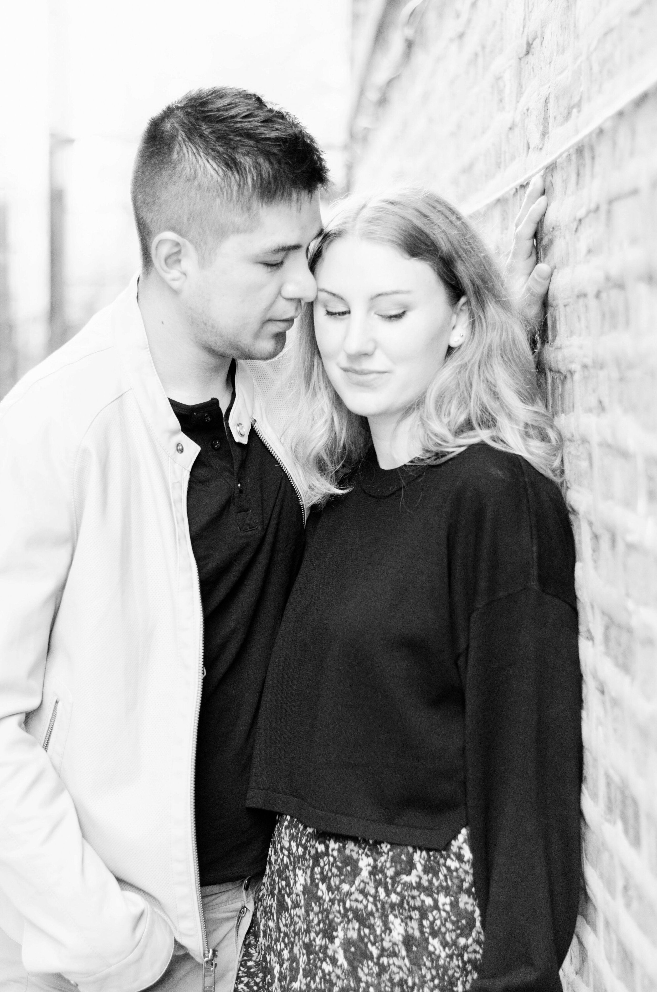 Spring Engagement on the Outskirts of Downtown Chicago captured by K. Marie Studios. See more engagement photo ideas on CHItheeWED.com! 