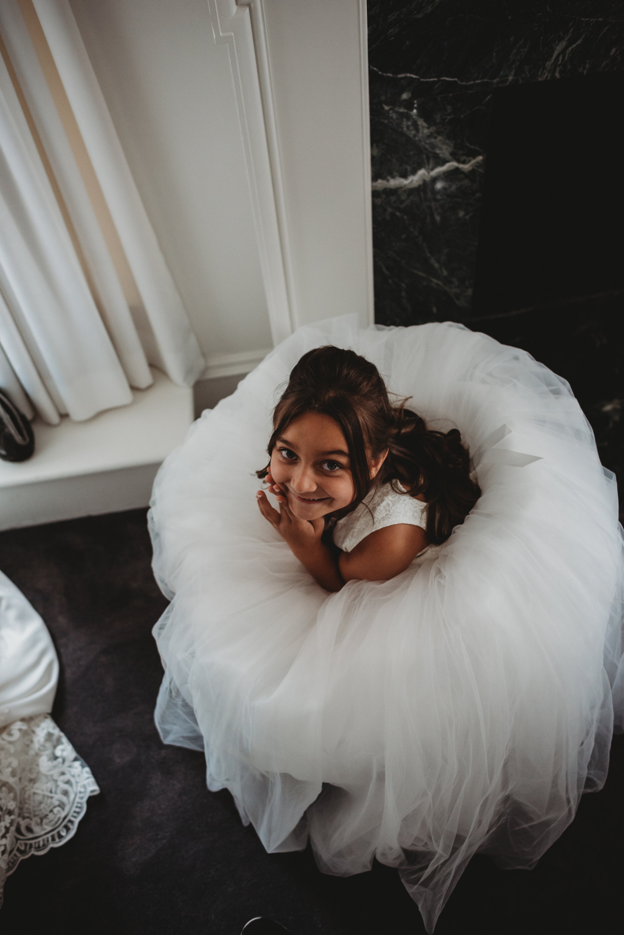 Flower girl portrait: Modern Chic Chicago History Museum Wedding captured by Girl with the Tattoos. See more wedding ideas at CHItheeWED.com!