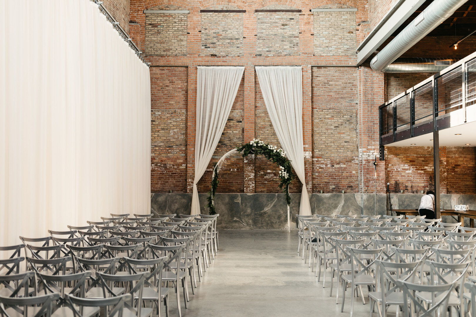 Wedding Ceremony Setup: Fairlie Industrial Chicago Wedding captured by We Are The Bowsers. See more wedding inspiration at CHItheeWED.com!