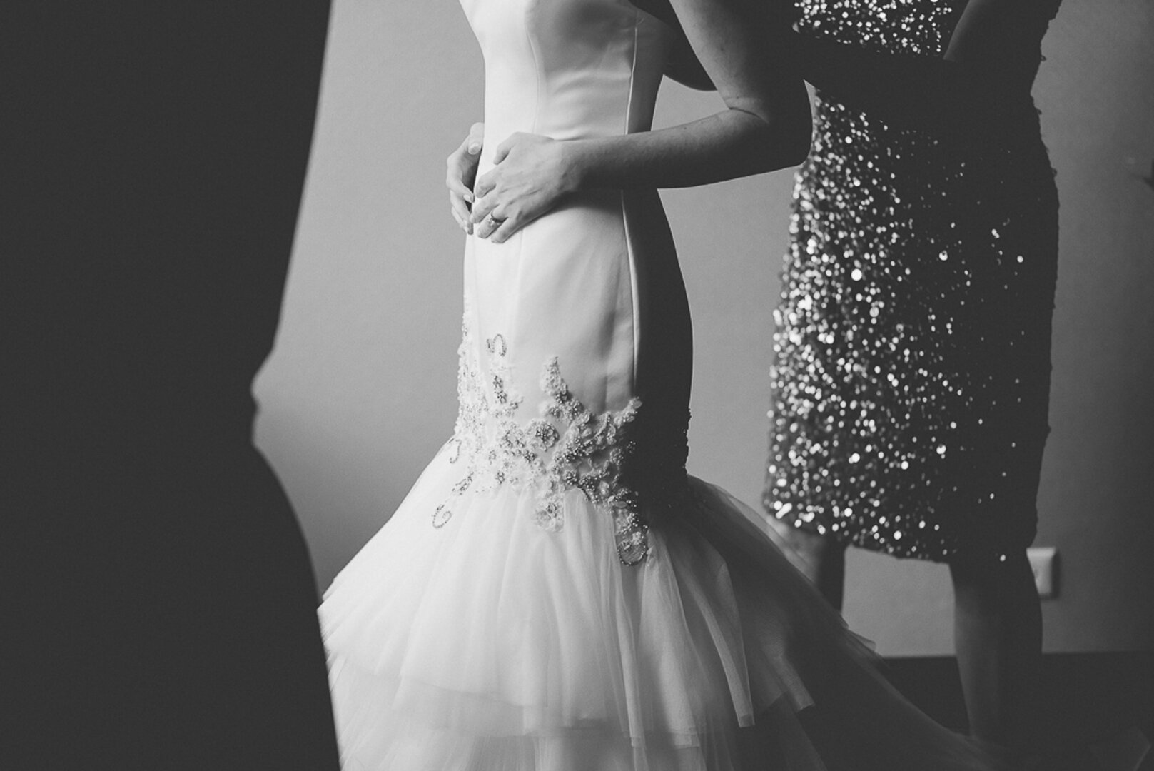 Fit and flare wedding dress: Lacuna Lofts Modern Day Jewish Wedding captured by Ashley Hamm Photography. See more modern wedding ideas at CHItheeWED.com!