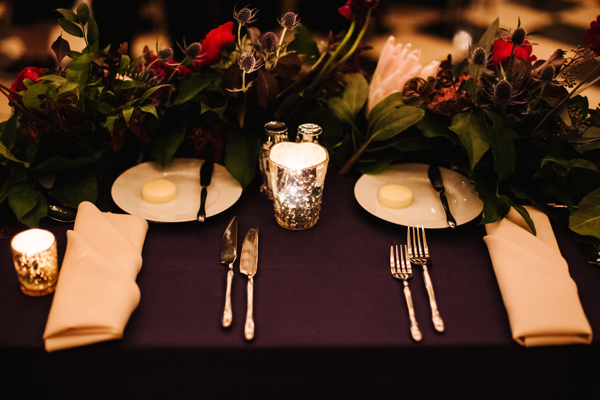 Wedding Place Setting: Elegant Jewel-Toned Wedding captured by Dorey Kronick featured on CHI thee WED
