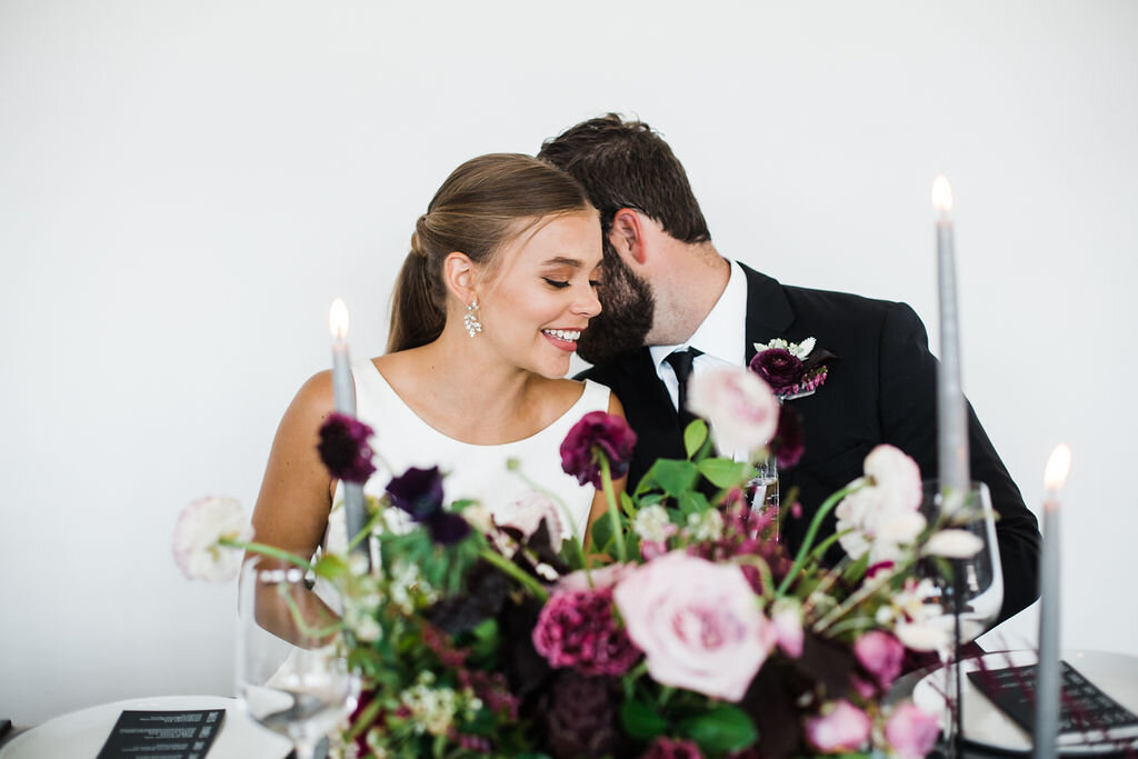 Pretty Plum &amp; Modern Elements Wedding Inspiration captured by Hazel + Skye featured on CHI thee WED