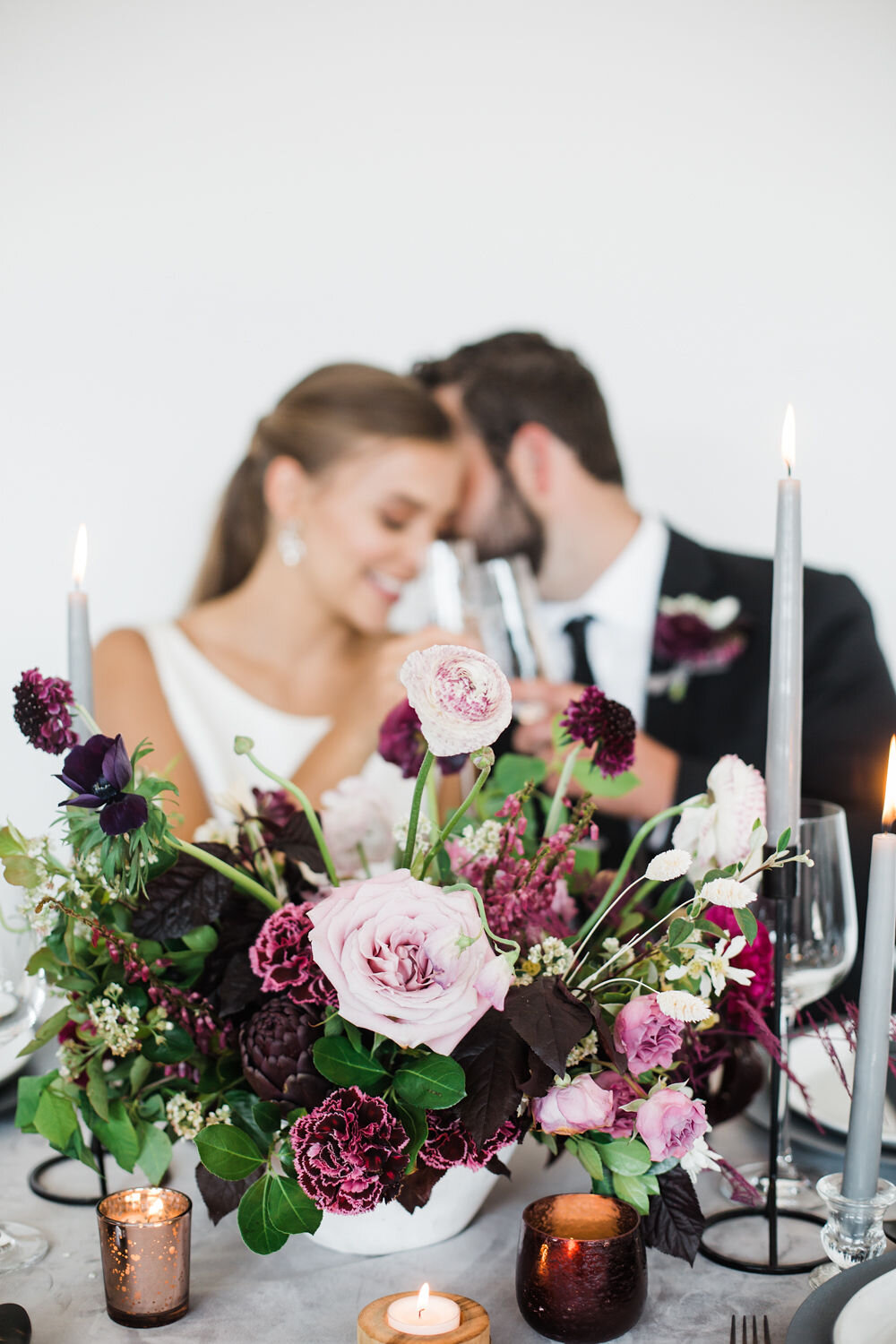 Pretty Plum &amp; Modern Elements Wedding Inspiration captured by Hazel + Skye featured on CHI thee WED