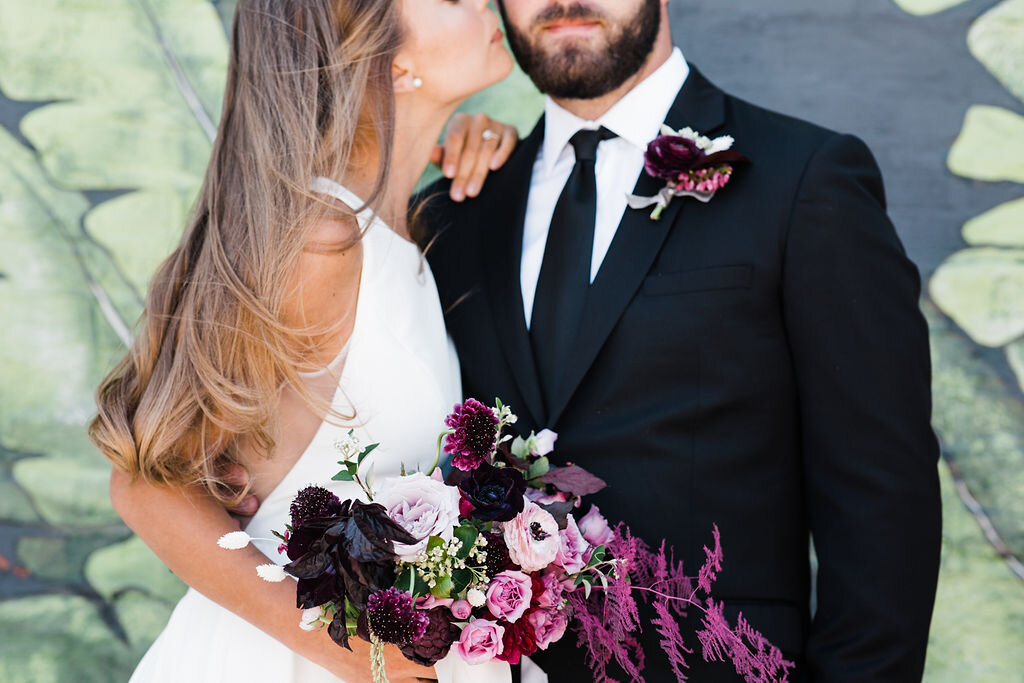 Pretty Plum &amp; Modern Elements Wedding Inspiration captured by Hazel + Skye featured on CHI thee WED