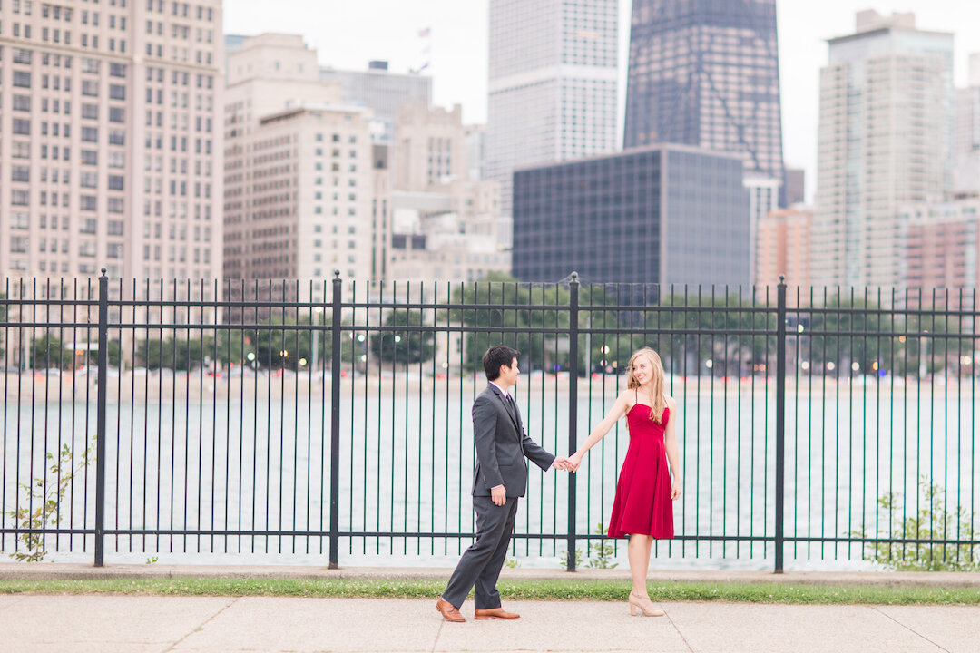 Dreamy Chicago Engagement Session captured by Ashley Johnson Photography. See more Chicago engagement photo ideas at CHItheeWED.com!