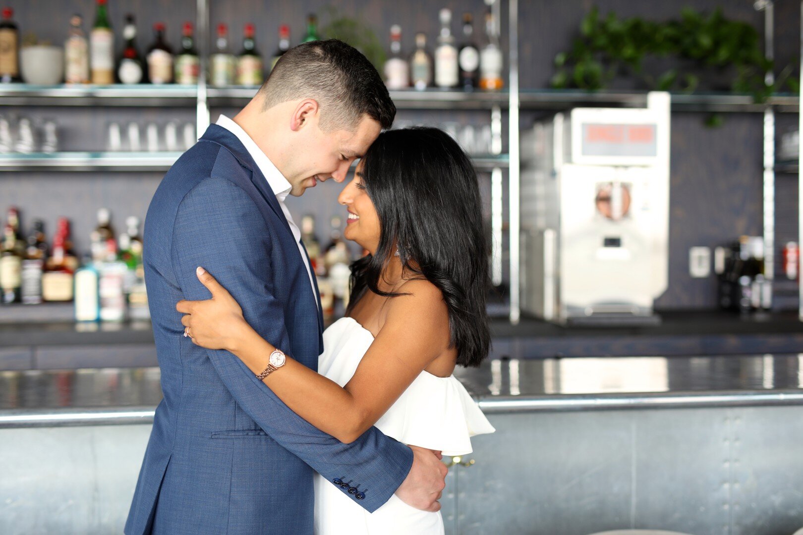 Rooftop Bar Engagement Session in Downtown Chicago