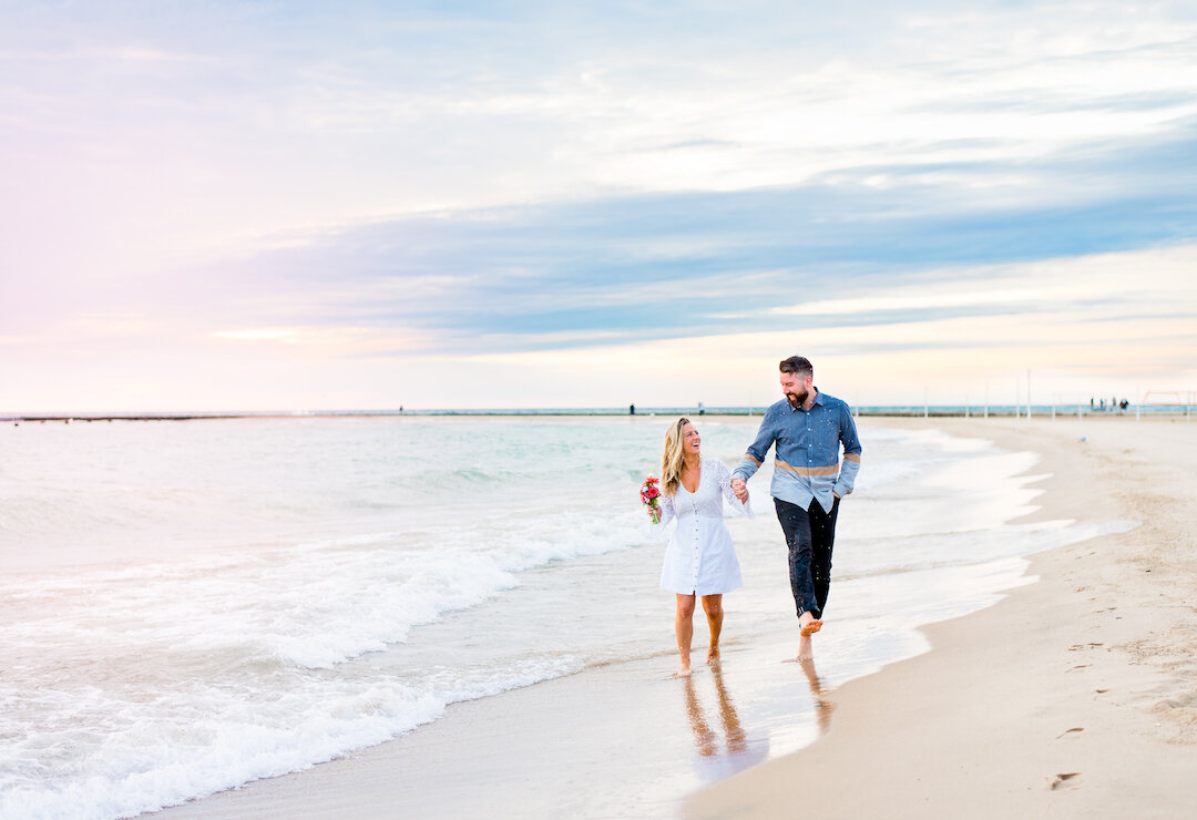 Romantic North Avenue Beach Engagement Shoot captured by Alana Lindenfeld Photography featured on CHI thee WED