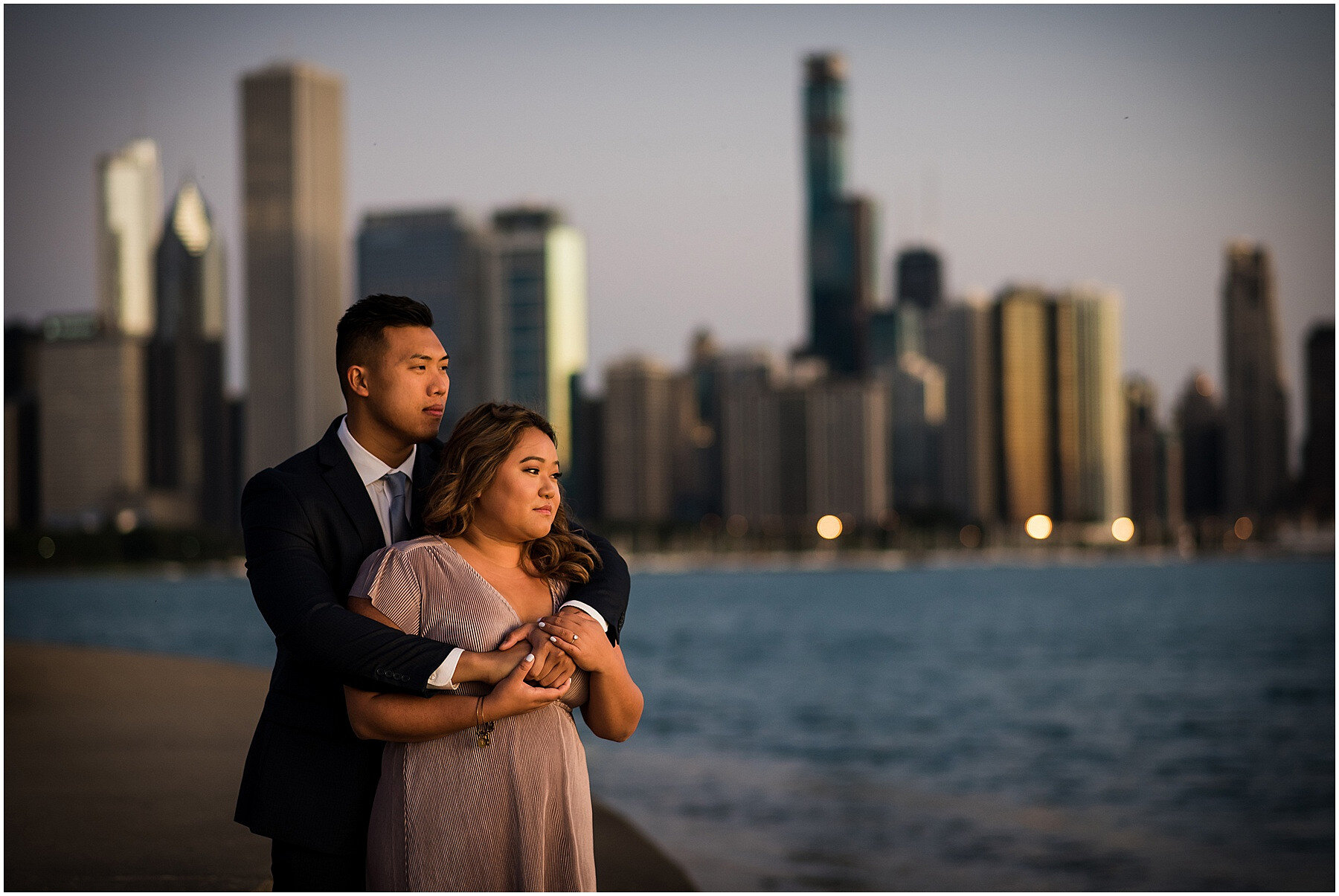 Romantic Chicago Sunrise Engagement Session captured by Inspired Eye Photography featured on CHI thee WED