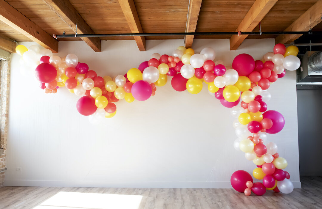 Balloon wedding ceremony backdrop decor: Summer Microwedding at a Styled Wedding Shoot Conference captured by Lori Sapio Weddings featured on CHI thee WED