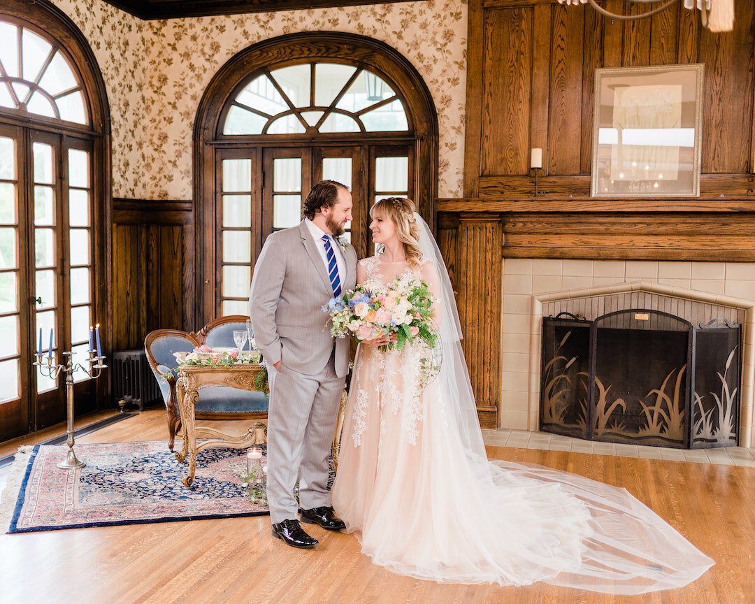 Elegant Blue and Blush Wedding Inspiration at the Lehmann Mansion captured by Joshua Harrison Photography