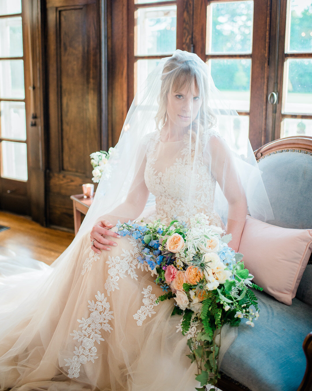 Elegant Blue and Blush Wedding Inspiration at the Lehmann Mansion captured by Joshua Harrison Photography