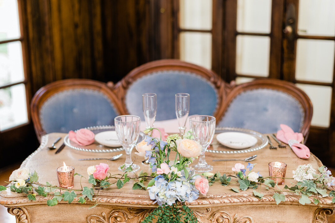 Elegant Blue and Blush Wedding Inspiration at the Lehmann Mansion captured by Joshua Harrison Photography