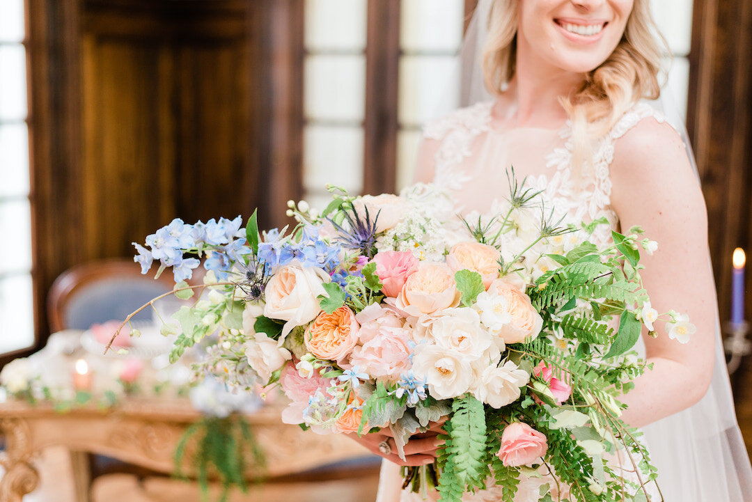 Elegant Blue and Blush Wedding Inspiration at the Lehmann Mansion captured by Joshua Harrison Photography