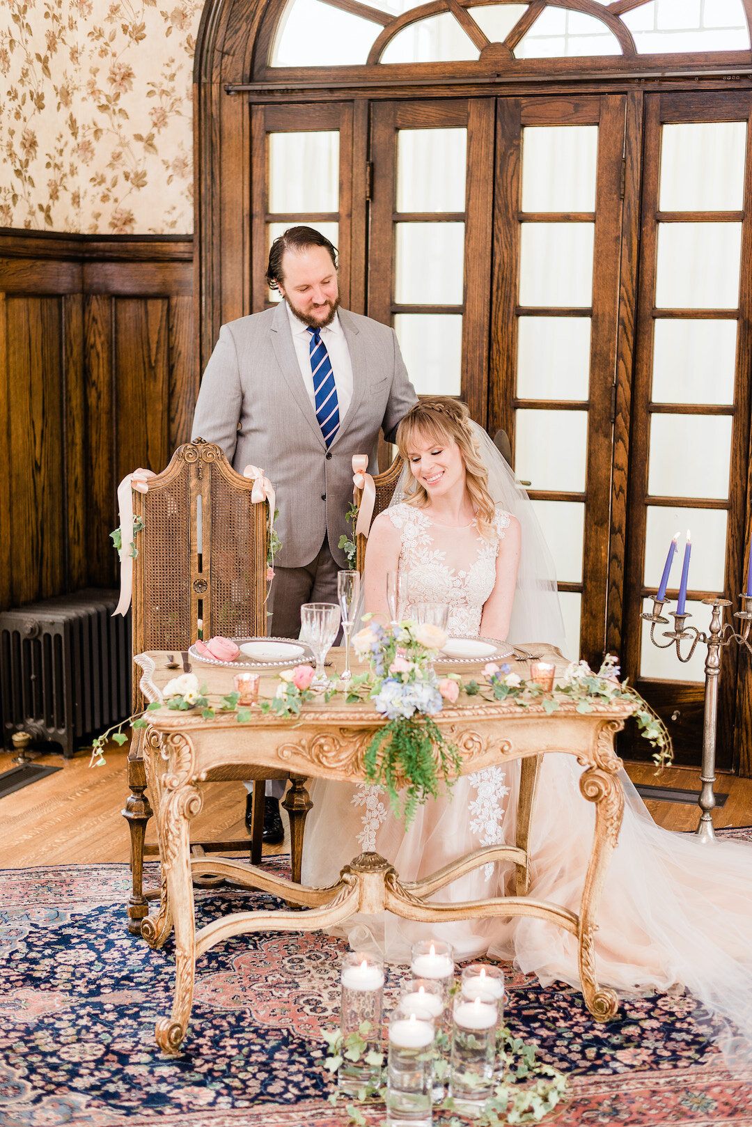 Elegant Blue and Blush Wedding Inspiration at the Lehmann Mansion captured by Joshua Harrison Photography