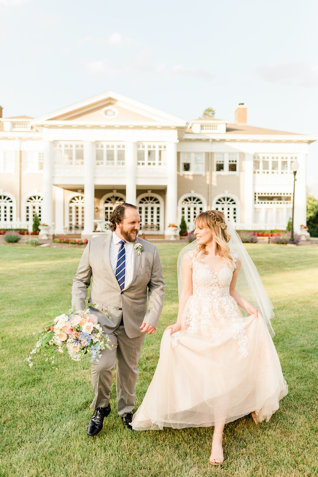 Elegant Blue and Blush Wedding Inspiration at the Lehmann Mansion captured by Joshua Harrison Photography