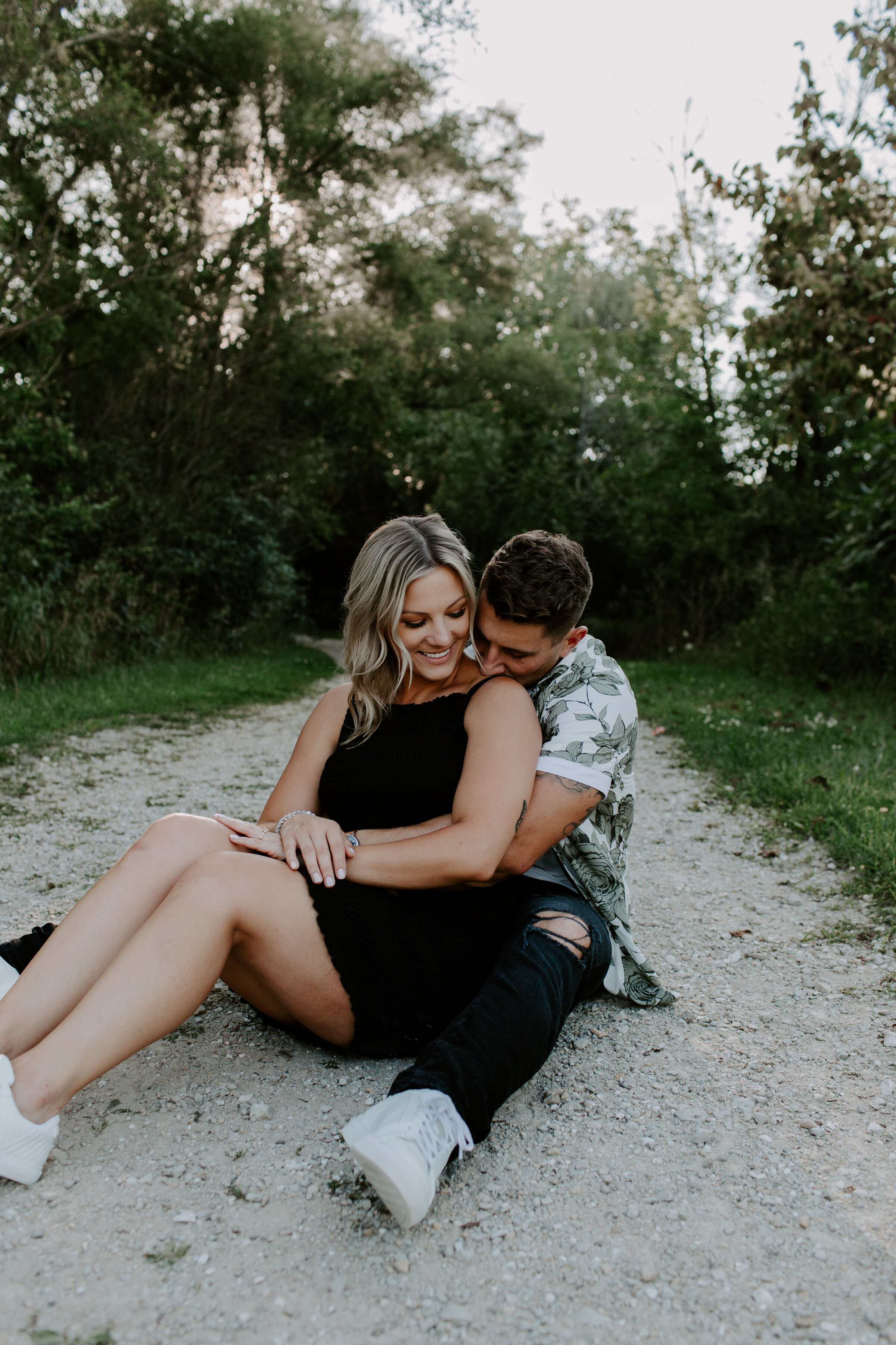 Intimate Sunset Engagement Session at Big Rock Forest Preserve featured on CHI thee WED