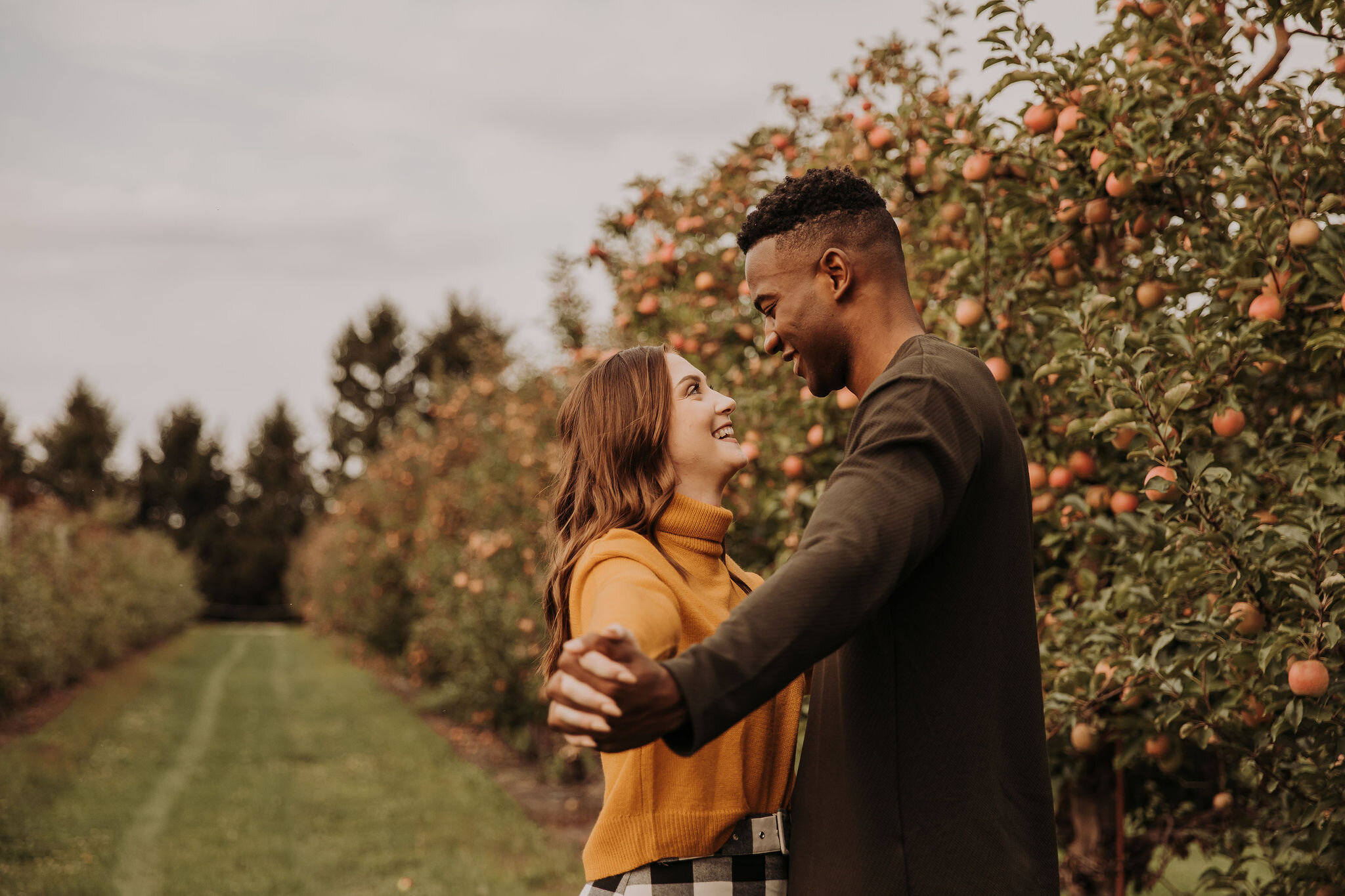 Fall Orchard Engagement Session captured by Hello Hana LLC featured on CHI thee WED