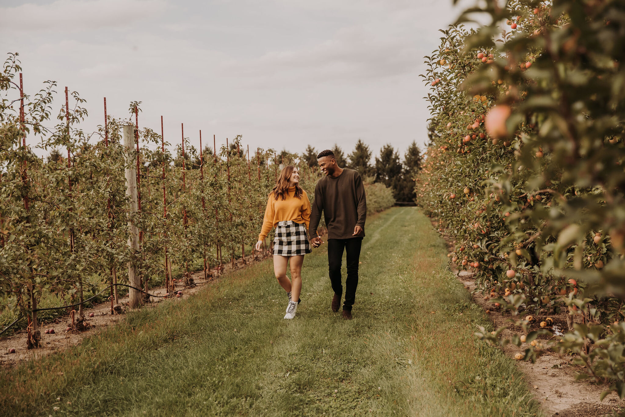 Fall Orchard Engagement Session captured by Hello Hana LLC featured on CHI thee WED