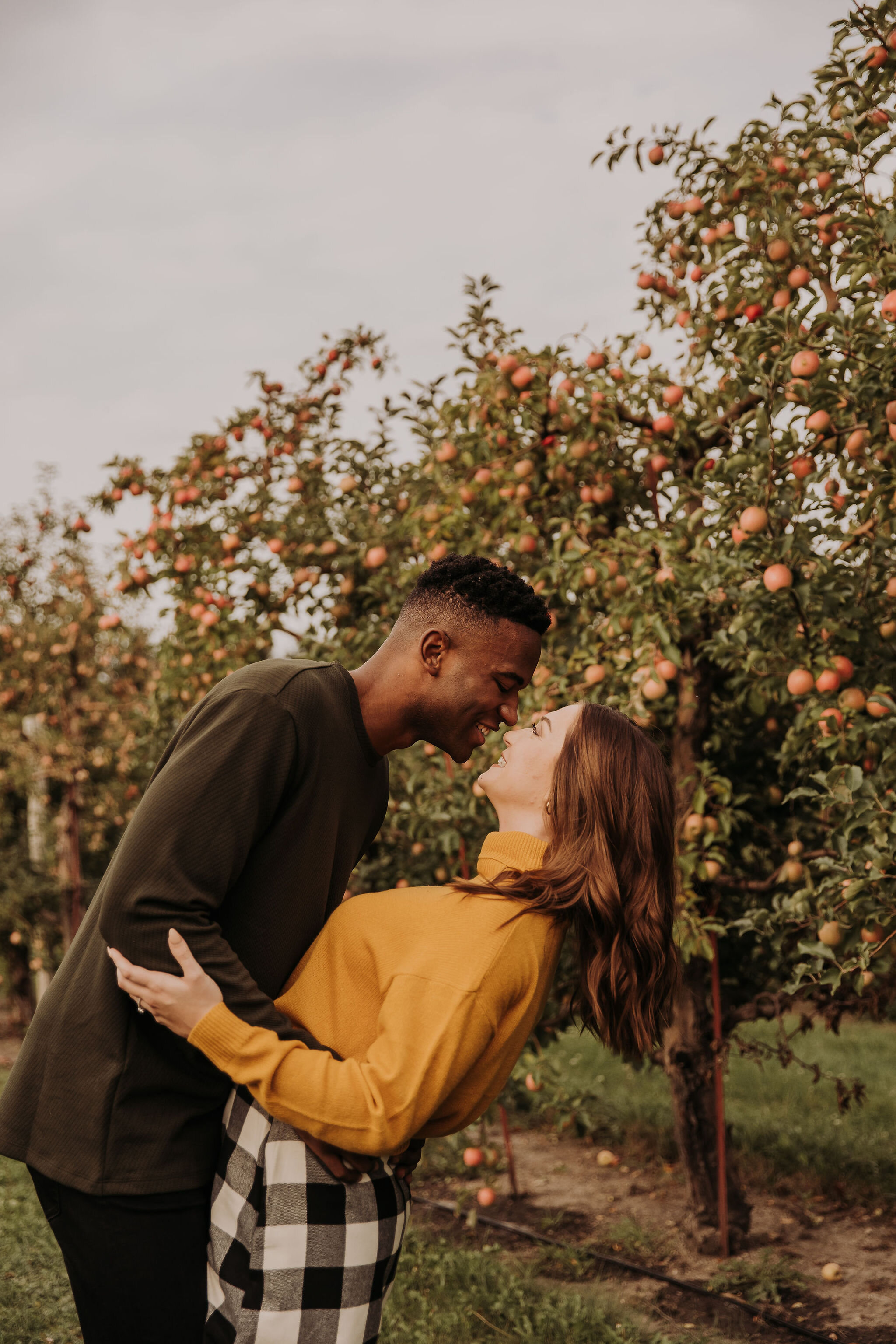 Fall Orchard Engagement Session captured by Hello Hana LLC featured on CHI thee WED