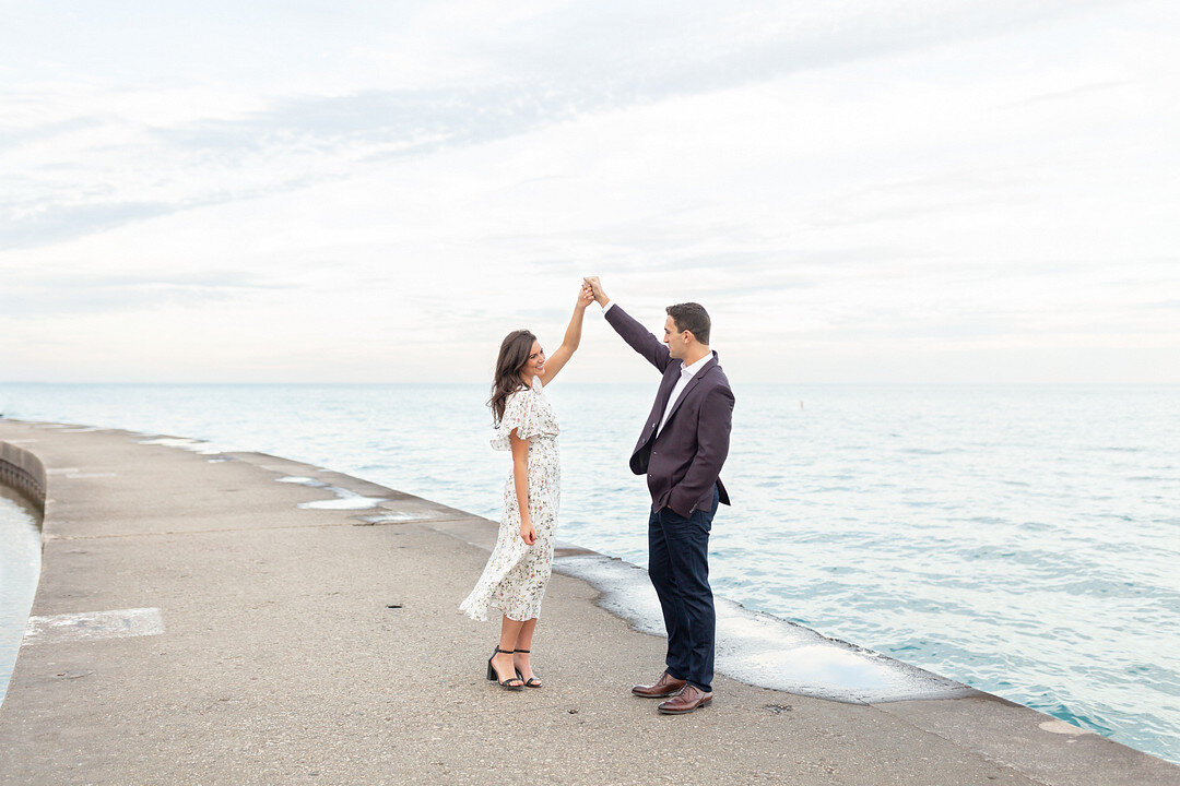 Modern Romantic North Avenue Beach Engagement Session captured by Pens and Lens