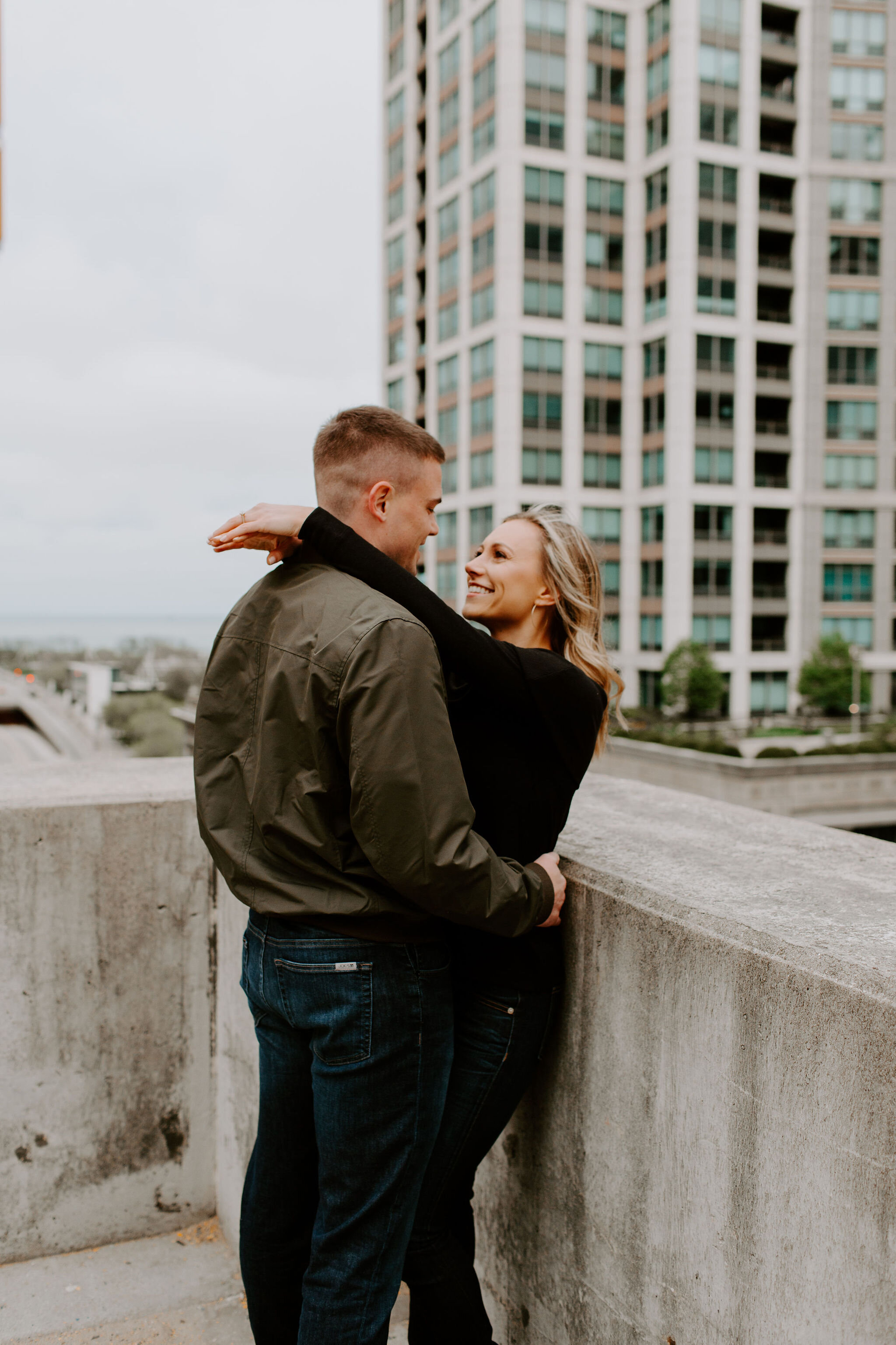 Scenic Downtown Chicago Engagement Session captured by Colette Marie Photography
