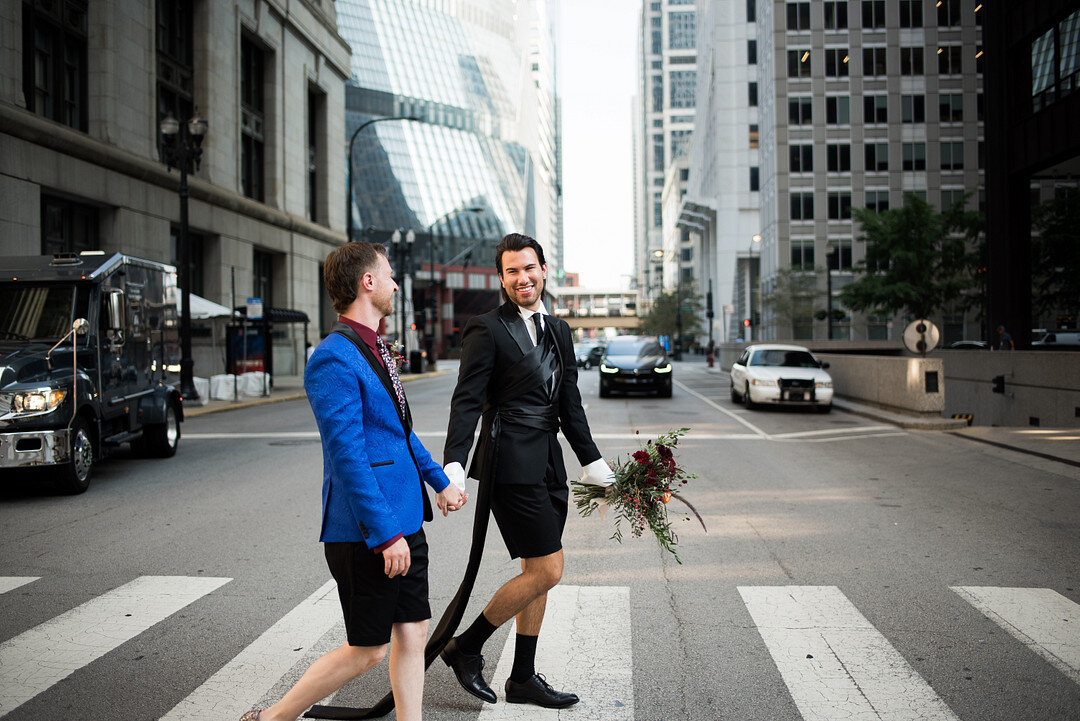 Chad &amp; Michael's COVID Chicago Courthouse Wedding captured by Meredith Donnelly Photography