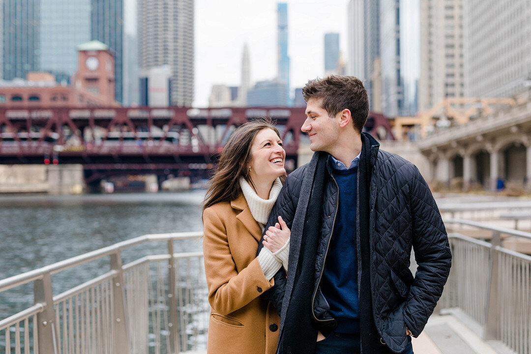 Winter Riverside Engagement Session captured by Molly C. Photography