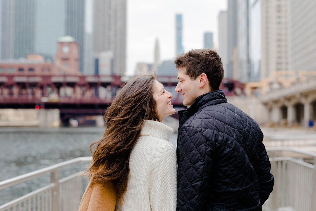 Winter Riverside Engagement Session captured by Molly C. Photography