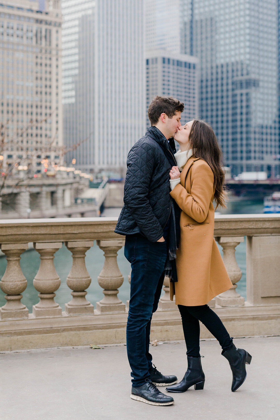 Winter Riverside Engagement Session captured by Molly C. Photography