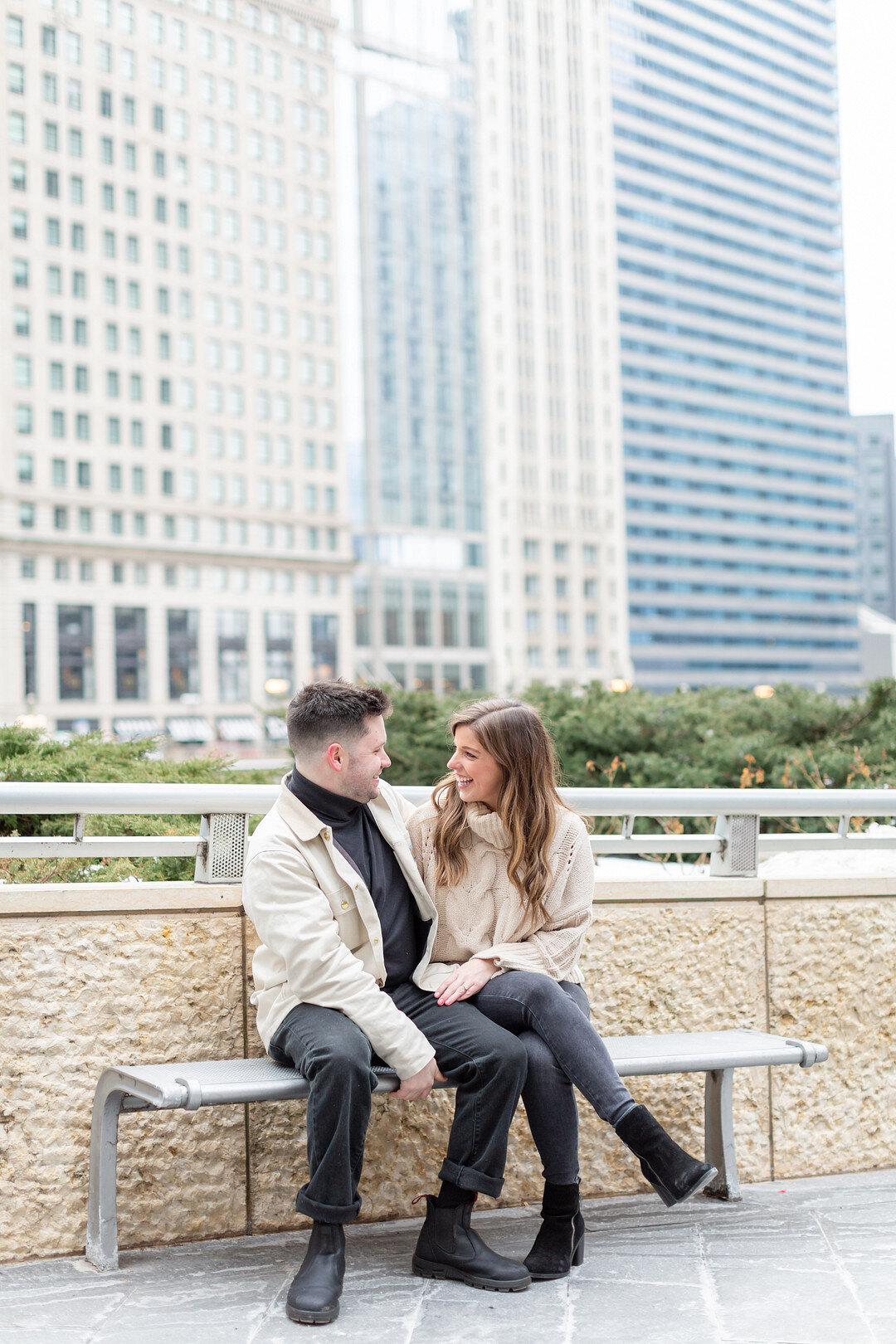 Snowy Chicago Loop Engagement Session captured by Pens and Lens